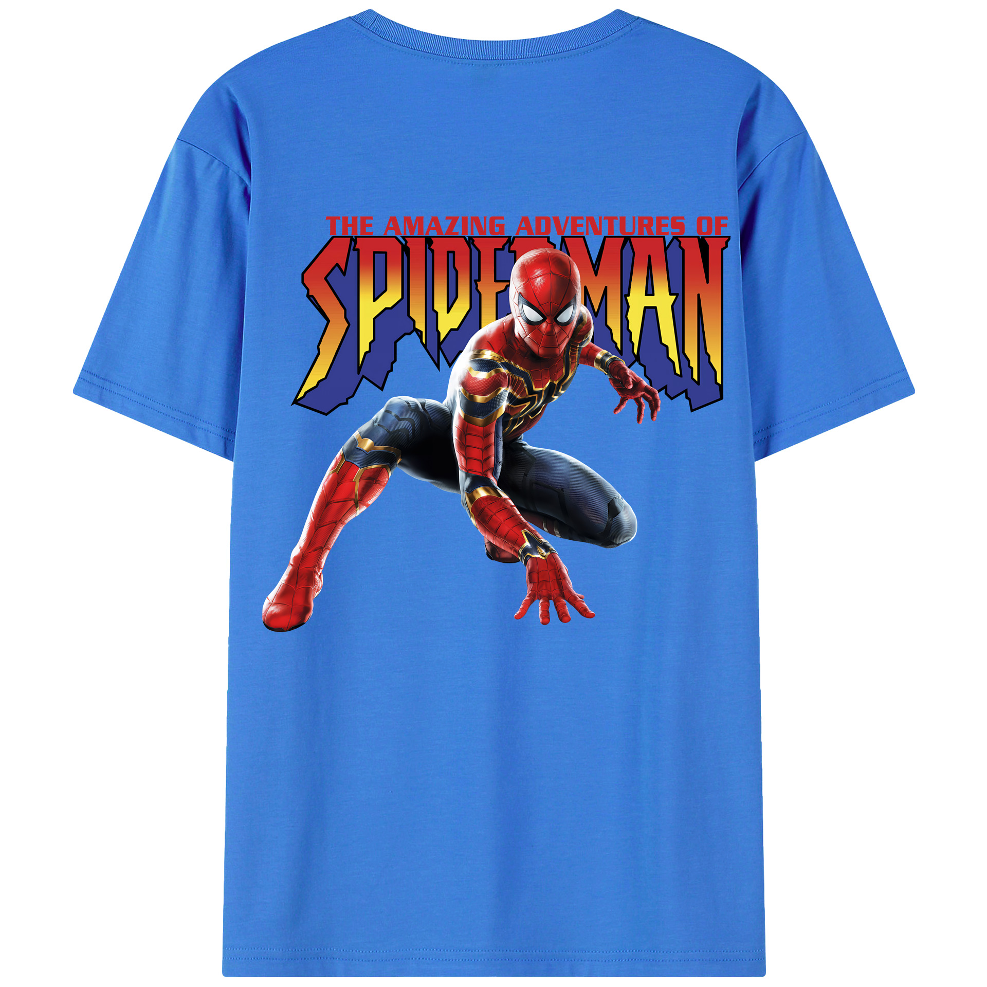 （画像用） Spider Man スパイダーマン 綿100％ メンズ半袖Tシャツ（バックプリント） 通気性