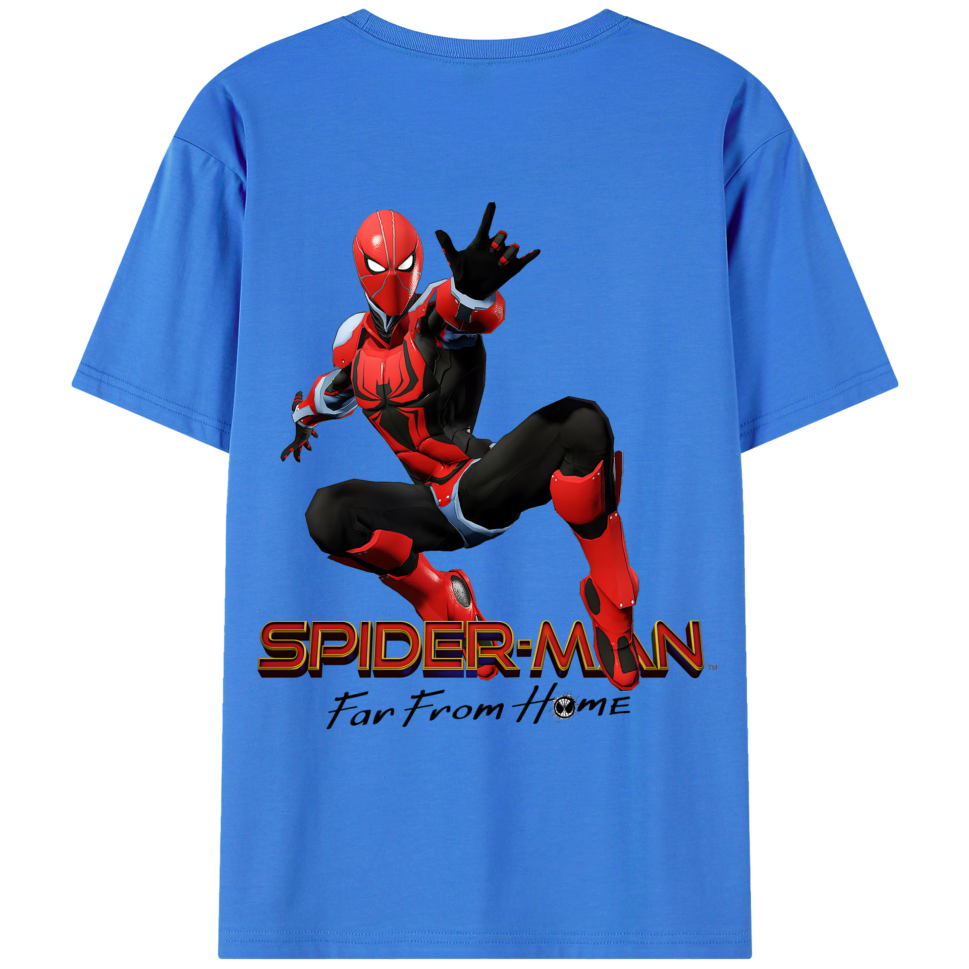 （画像用） Spider Man スパイダーマン 綿100％ メンズ半袖Tシャツ（バックプリント） 通気性
