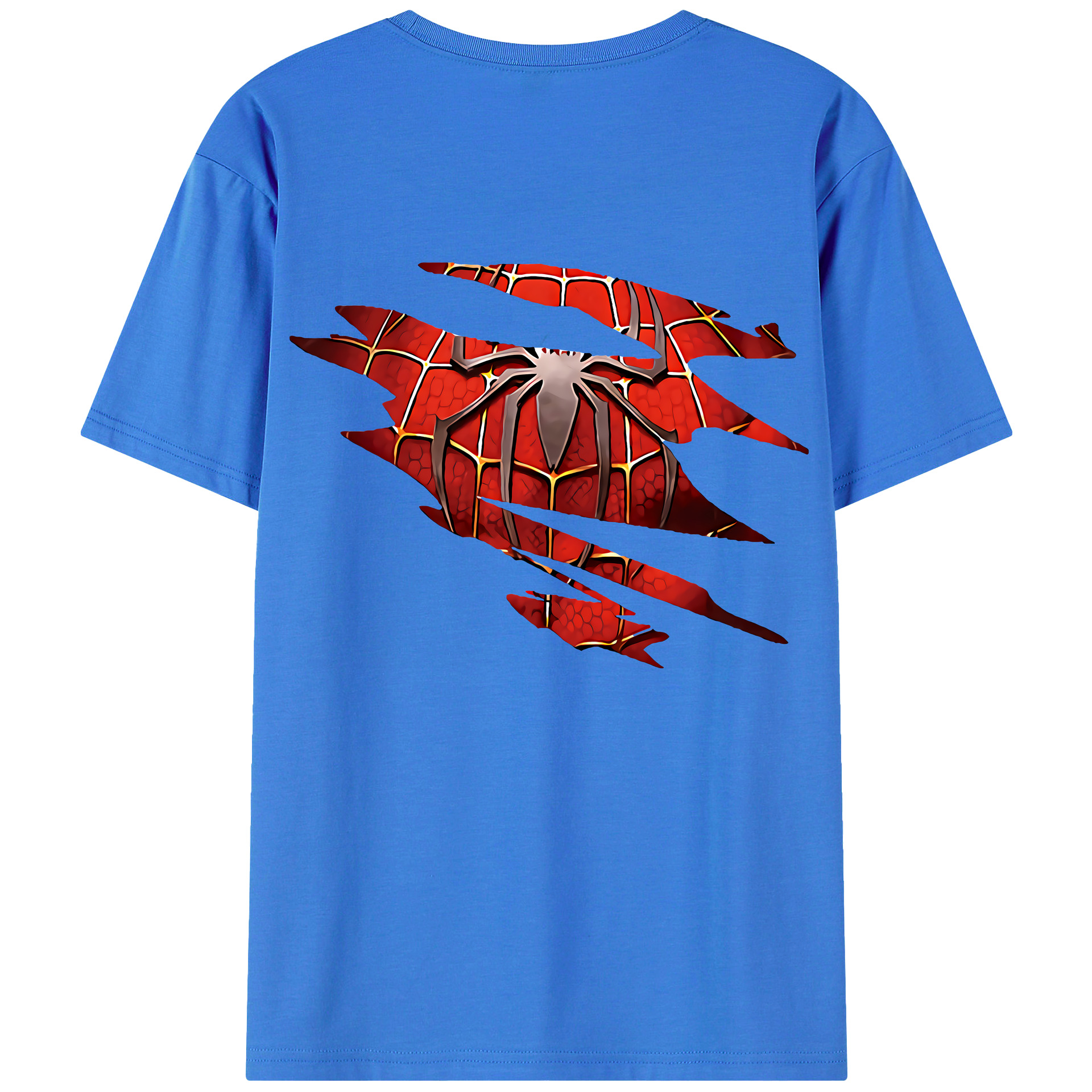 （画像用） Spider Man スパイダーマン 綿100％ メンズ半袖Tシャツ（バックプリント） 通気性