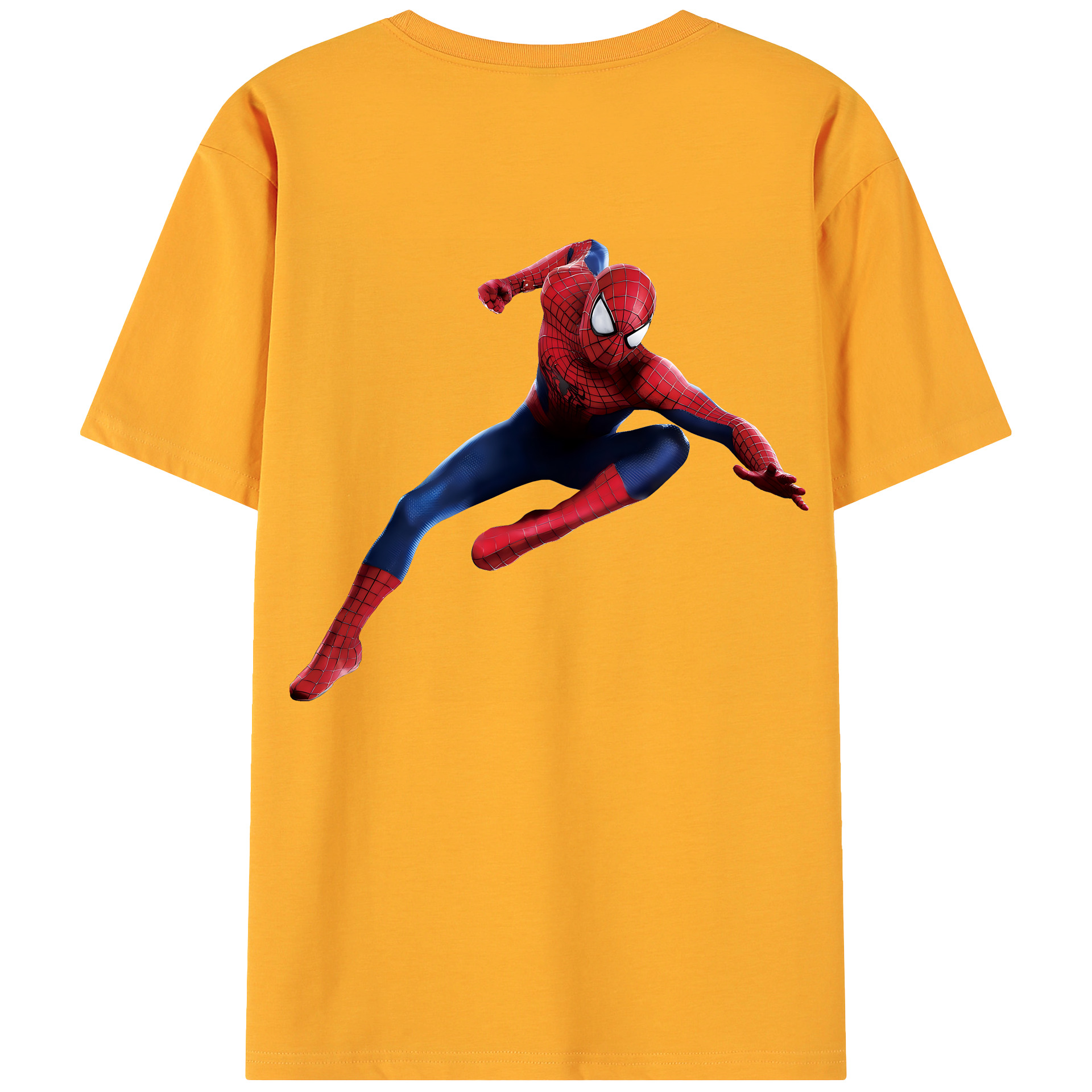 （画像用） Spider Man スパイダーマン 綿100％ メンズ半袖Tシャツ（バックプリント） 通気性