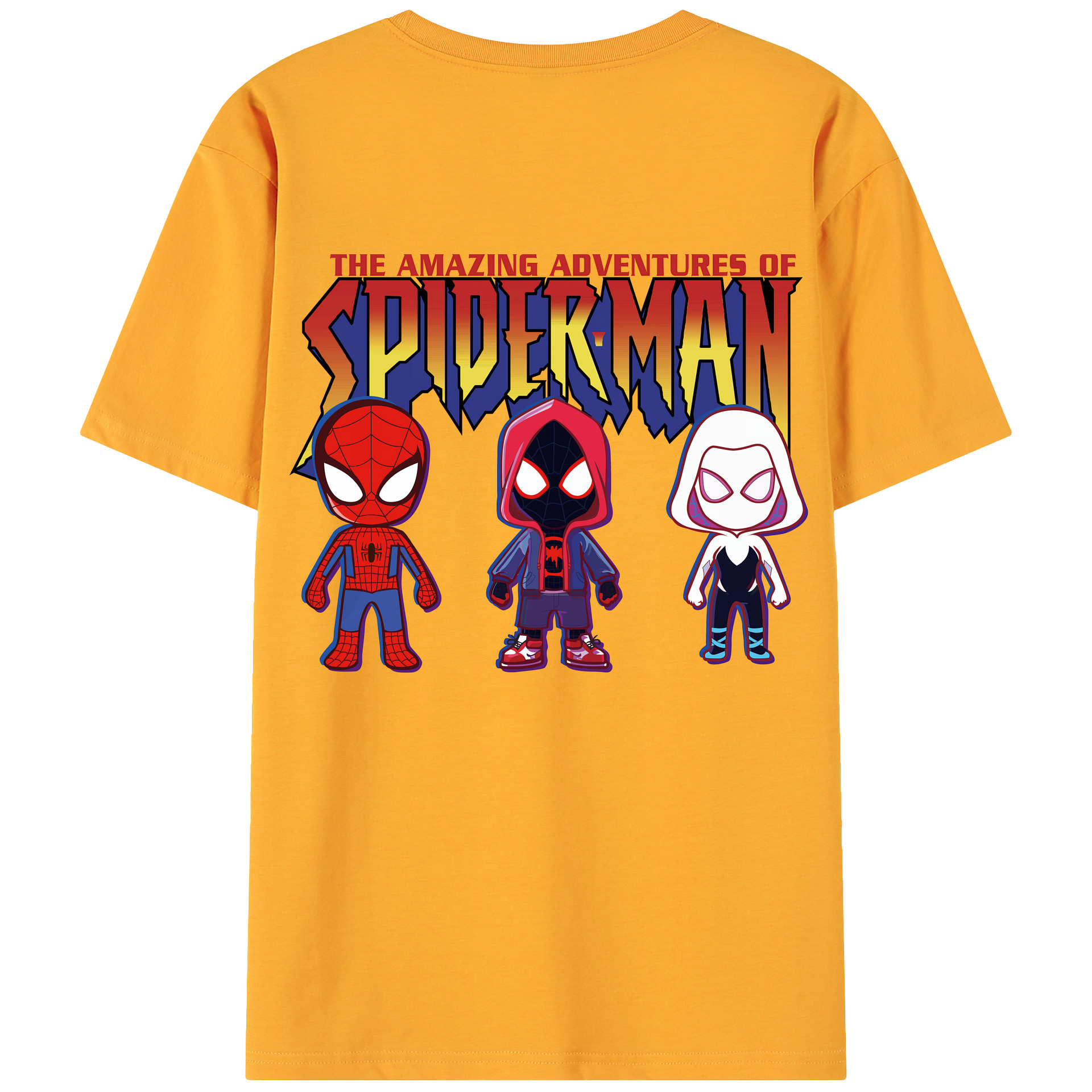 （画像用） Spider Man スパイダーマン 綿100％ メンズ半袖Tシャツ（バックプリント） 通気性