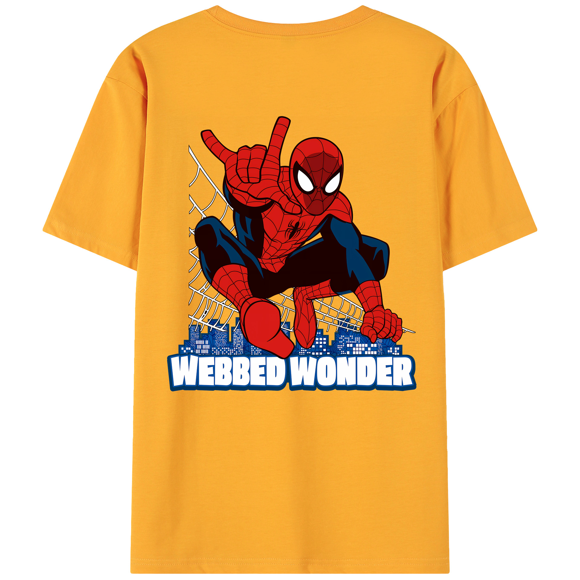 （画像用） Spider Man スパイダーマン 綿100％ メンズ半袖Tシャツ（バックプリント） 通気性