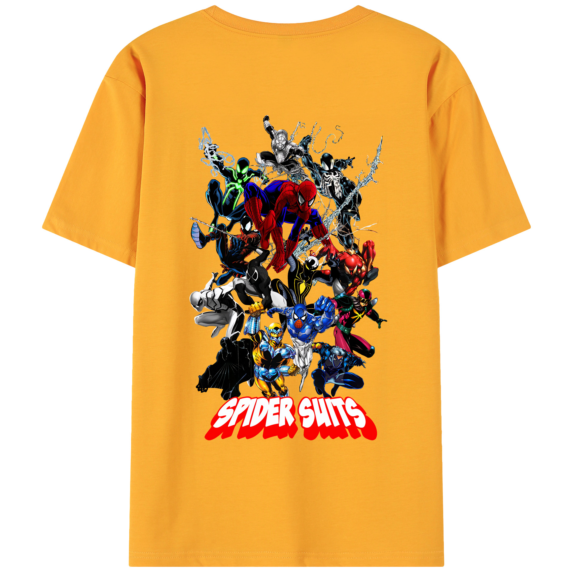 （画像用） Spider Man スパイダーマン 綿100％ メンズ半袖Tシャツ（バックプリント） 通気性