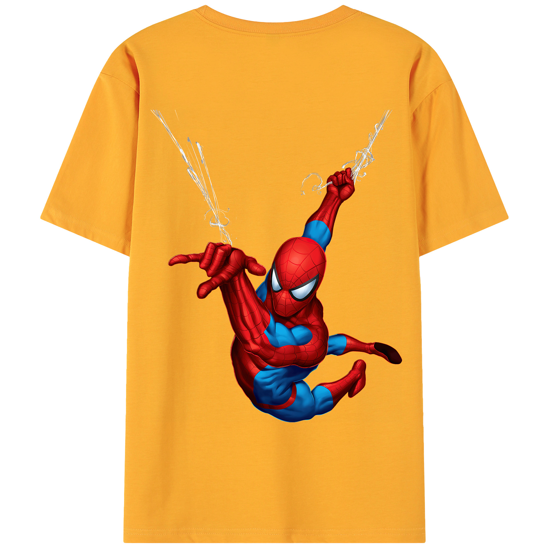（画像用） Spider Man スパイダーマン 綿100％ メンズ半袖Tシャツ（バックプリント） 通気性