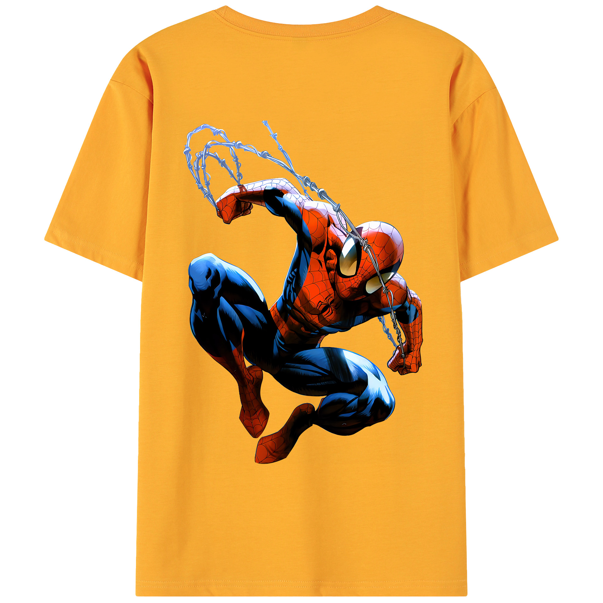 （画像用） Spider Man スパイダーマン 綿100％ メンズ半袖Tシャツ（バックプリント） 通気性