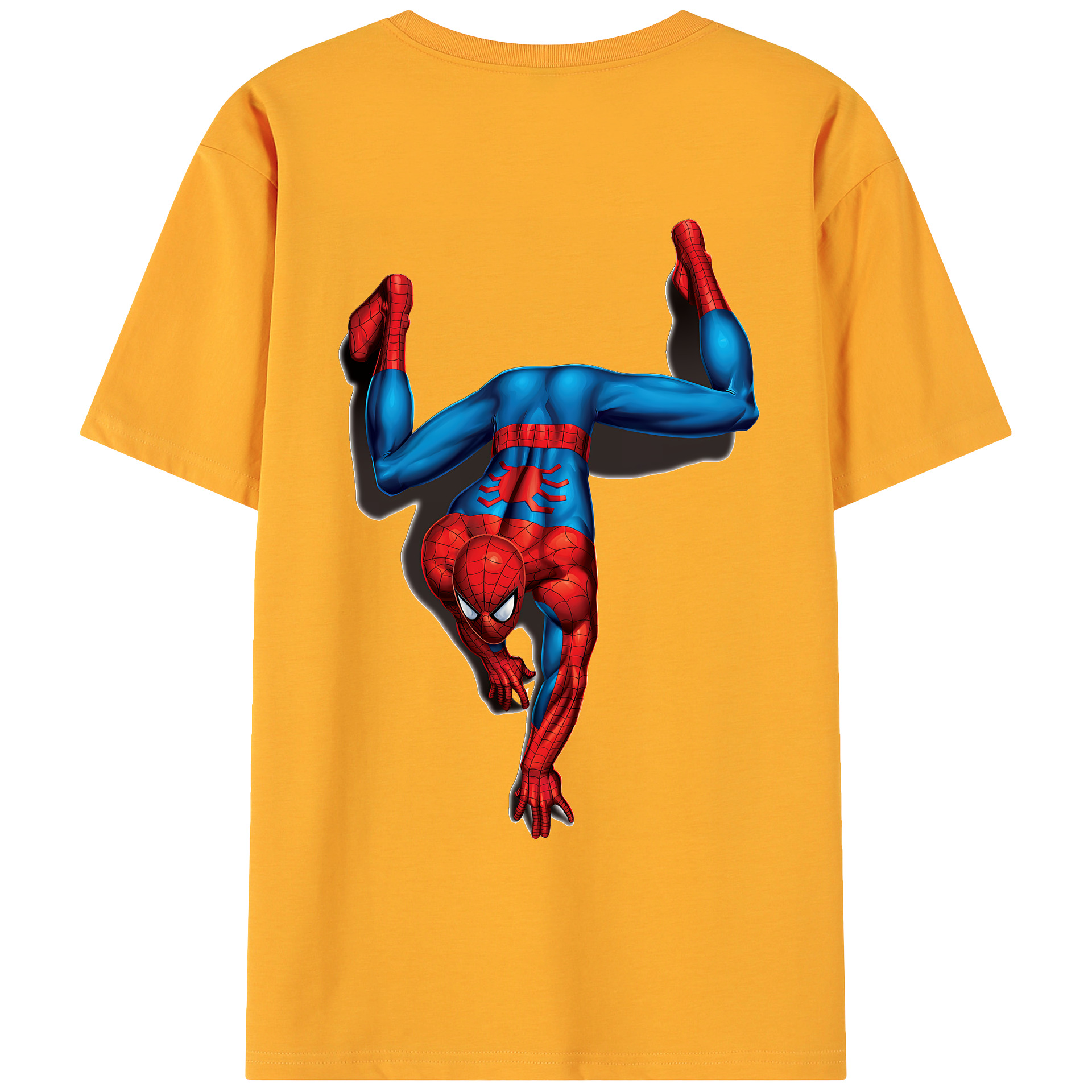 （画像用） Spider Man スパイダーマン 綿100％ メンズ半袖Tシャツ（バックプリント） 通気性