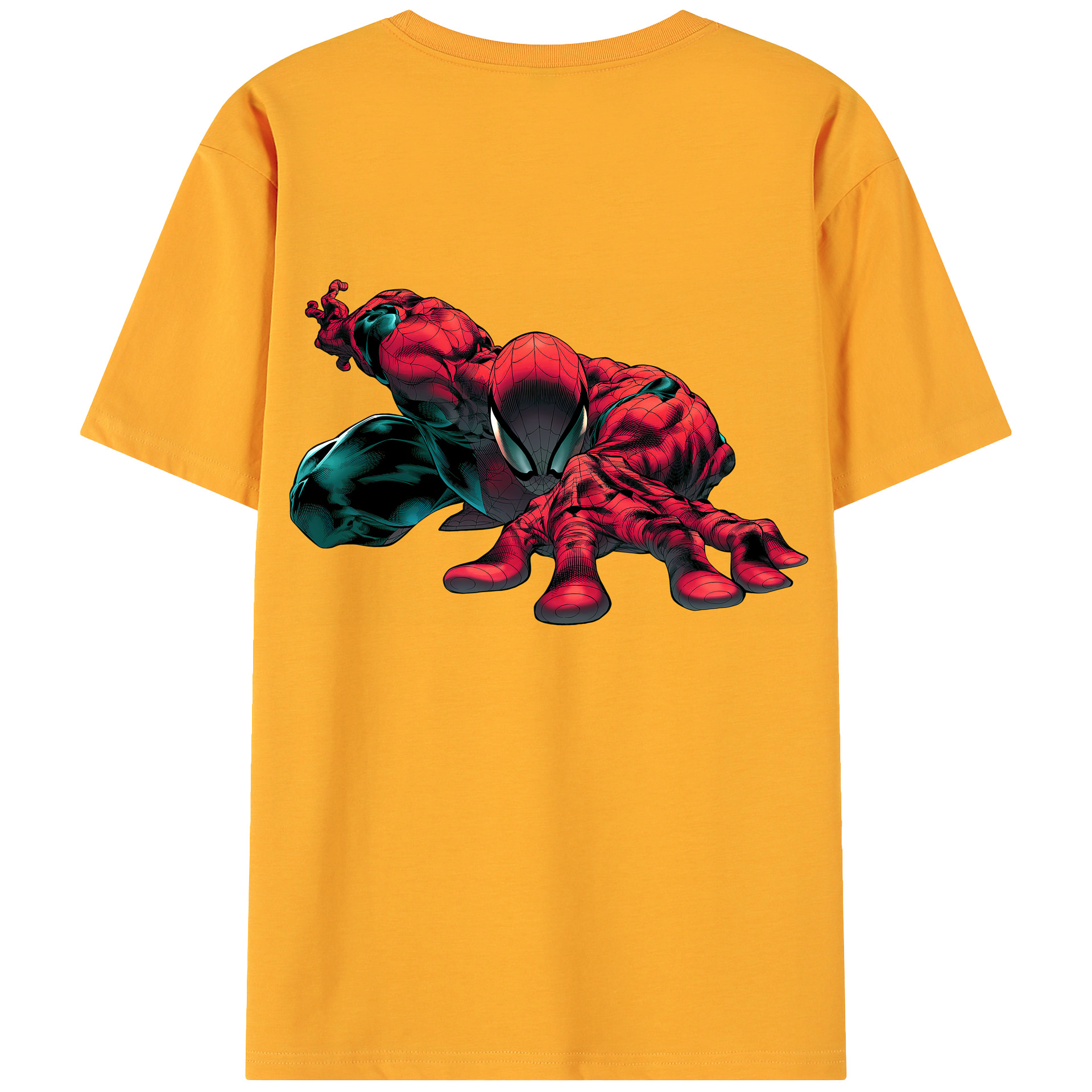 （画像用） Spider Man スパイダーマン 綿100％ メンズ半袖Tシャツ（バックプリント） 通気性