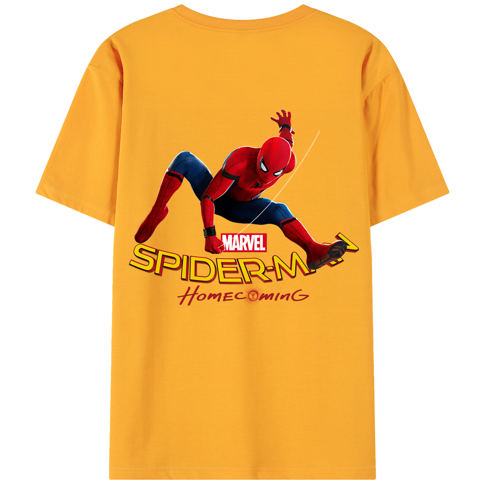（画像用） Spider Man スパイダーマン 綿100％ メンズ半袖Tシャツ（バックプリント） 通気性