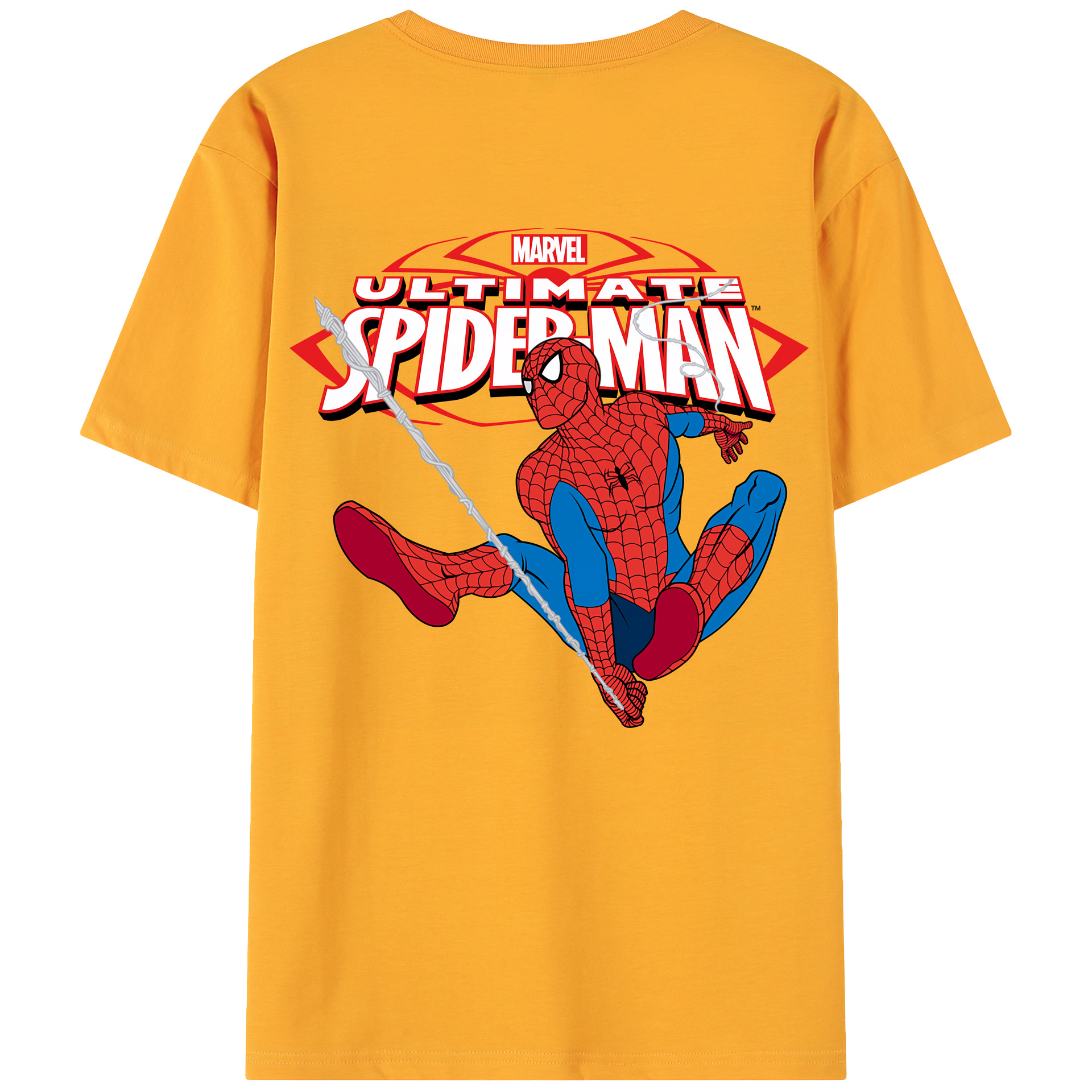（画像用） Spider Man スパイダーマン 綿100％ メンズ半袖Tシャツ（バックプリント） 通気性