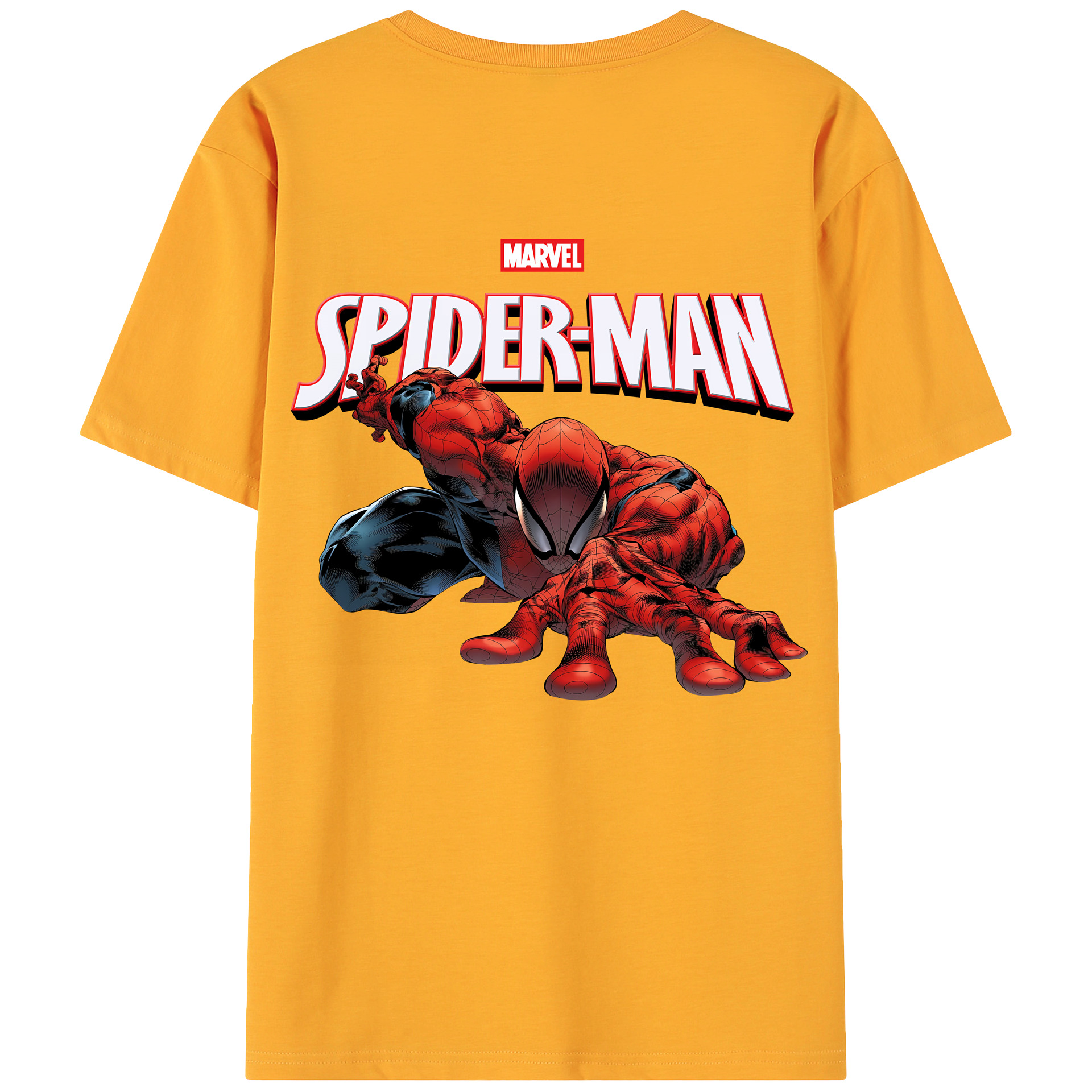 （画像用） Spider Man スパイダーマン 綿100％ メンズ半袖Tシャツ（バックプリント） 通気性