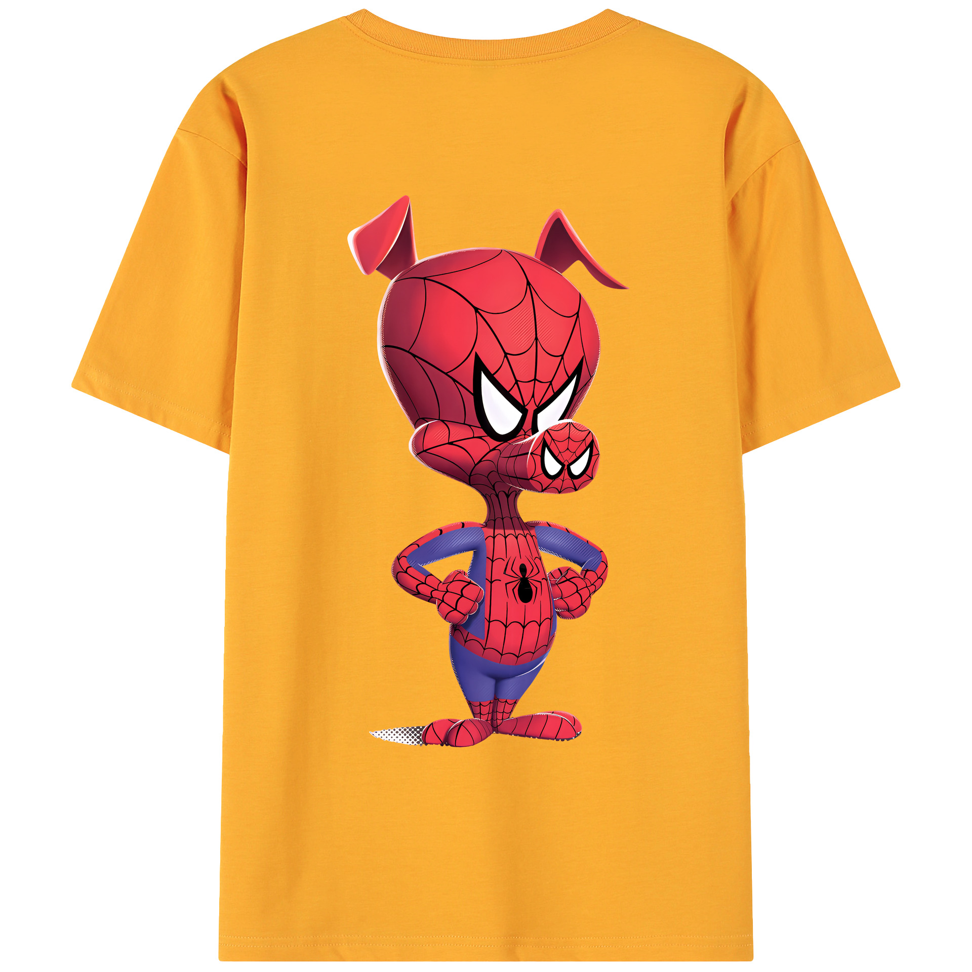 （画像用） Spider Man スパイダーマン 綿100％ メンズ半袖Tシャツ（バックプリント） 通気性
