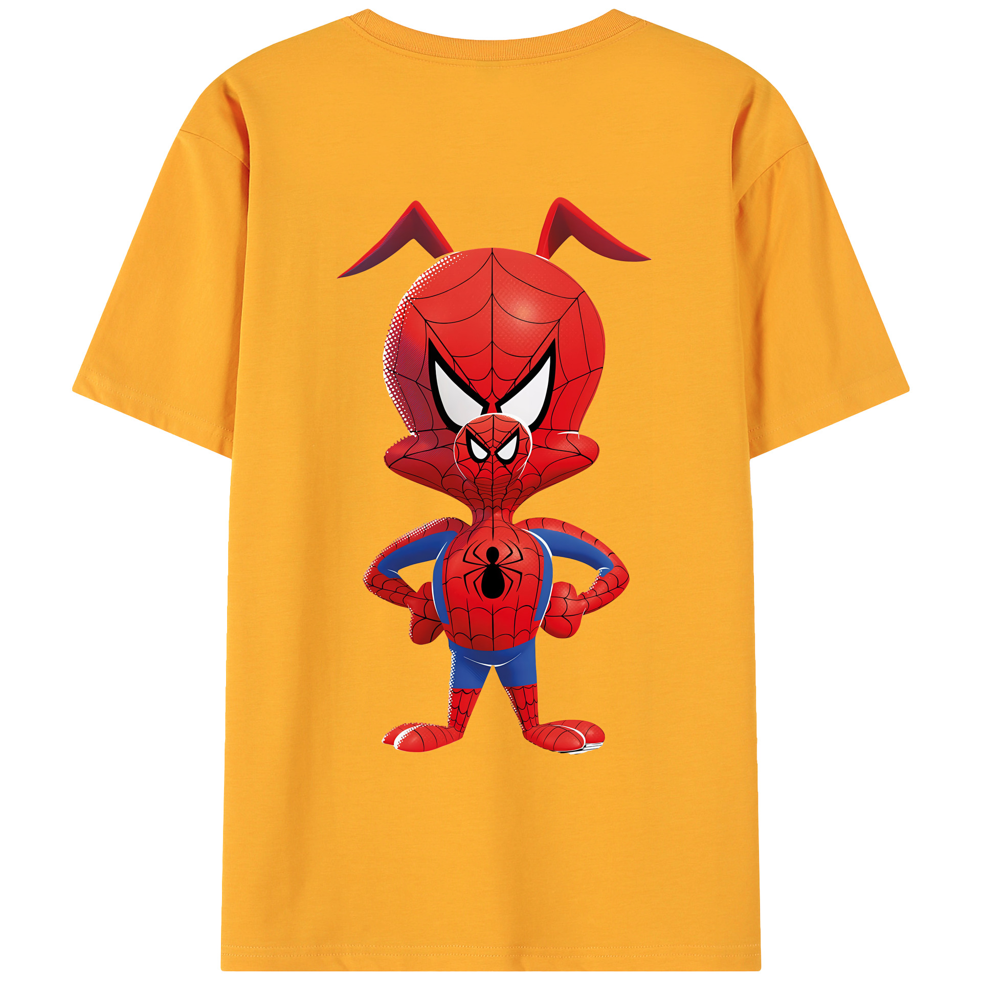 （画像用） Spider Man スパイダーマン 綿100％ メンズ半袖Tシャツ（バックプリント） 通気性
