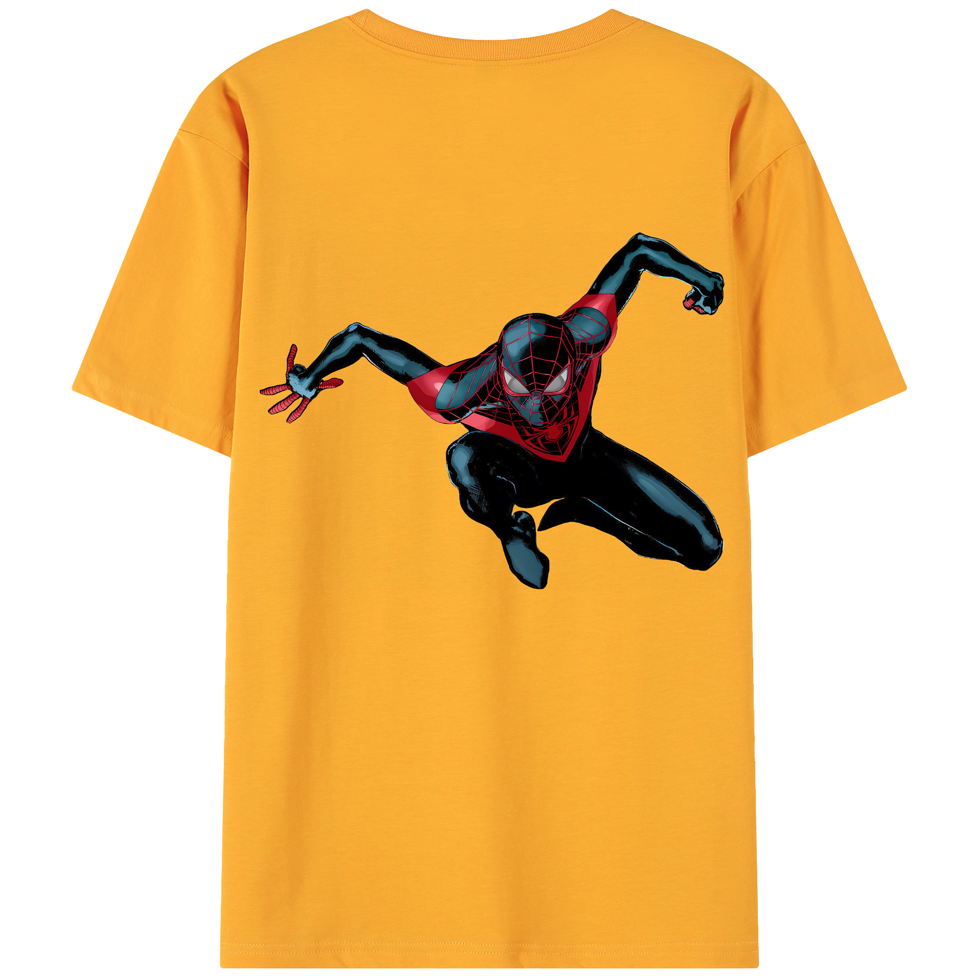 （画像用） Spider Man スパイダーマン 綿100％ メンズ半袖Tシャツ（バックプリント） 通気性