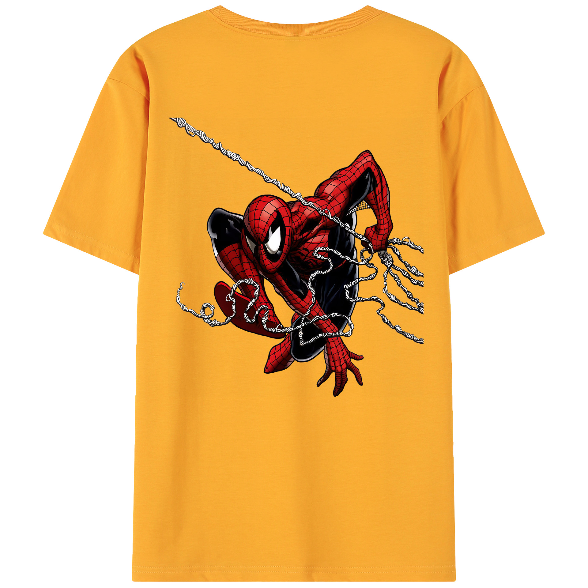 （画像用） Spider Man スパイダーマン 綿100％ メンズ半袖Tシャツ（バックプリント） 通気性