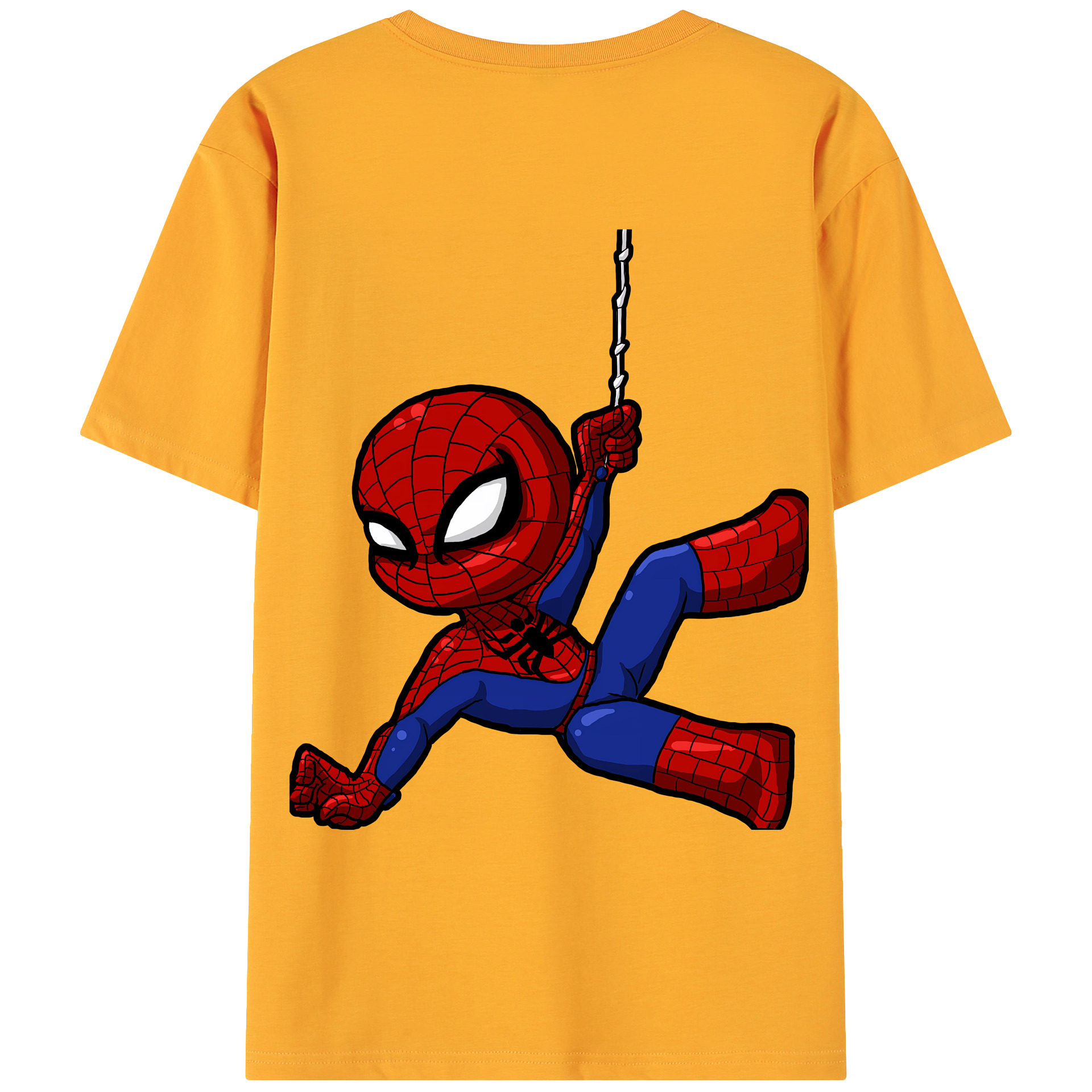 （画像用） Spider Man スパイダーマン 綿100％ メンズ半袖Tシャツ（バックプリント） 通気性