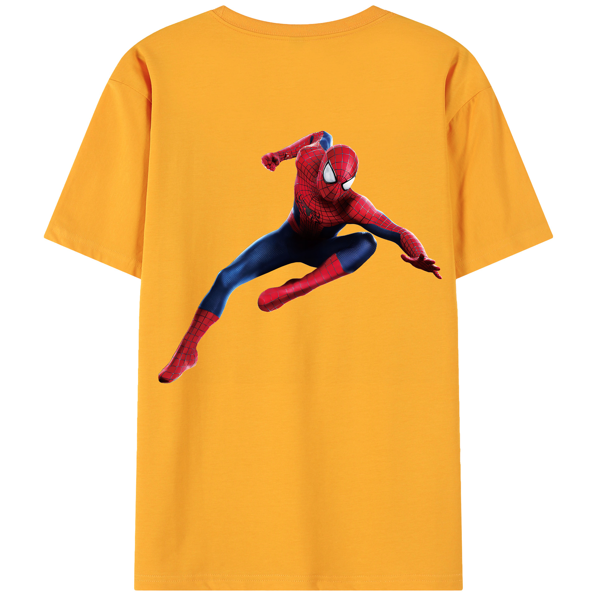 （画像用） Spider Man スパイダーマン 綿100％ メンズ半袖Tシャツ（バックプリント） 通気性