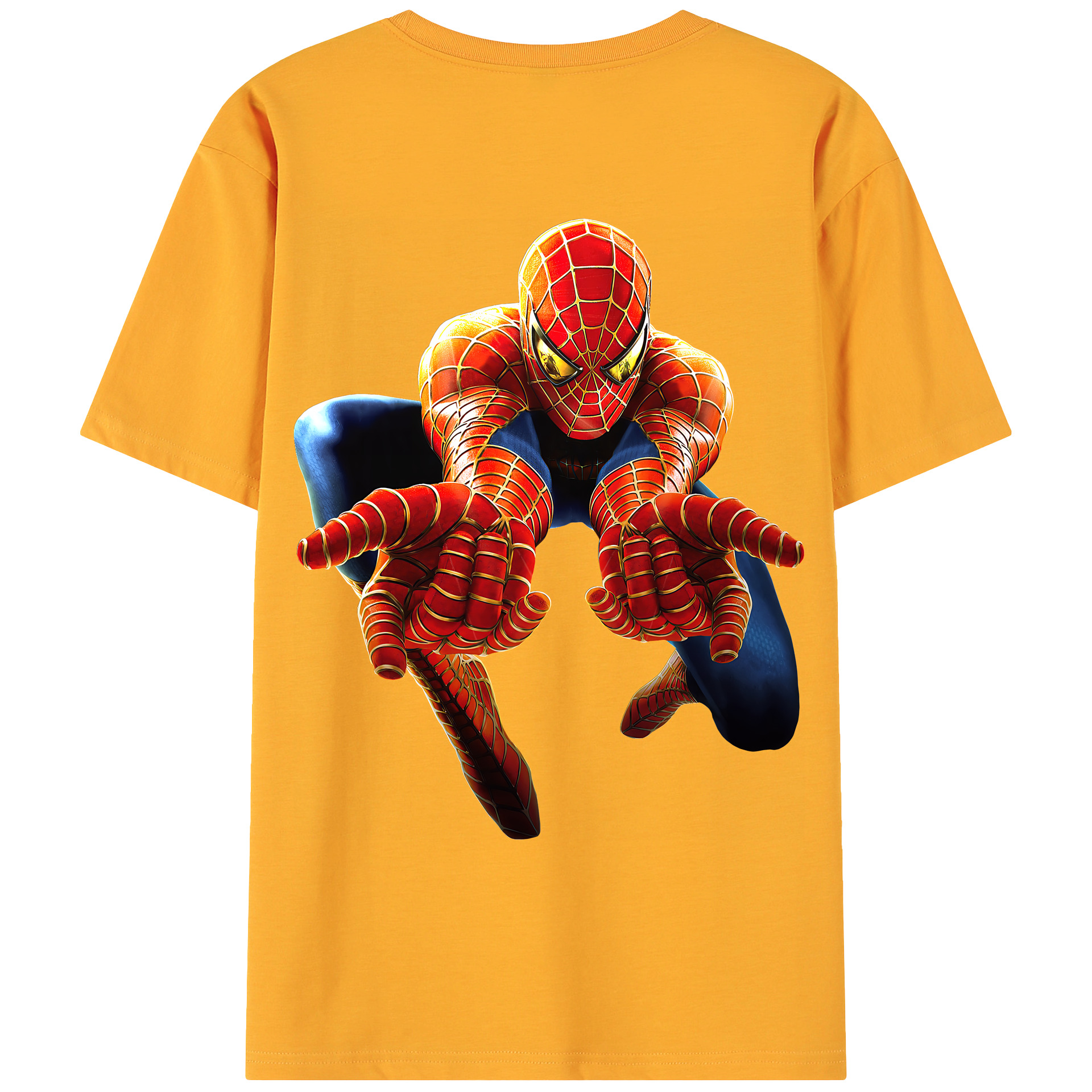 （画像用） Spider Man スパイダーマン 綿100％ メンズ半袖Tシャツ（バックプリント） 通気性
