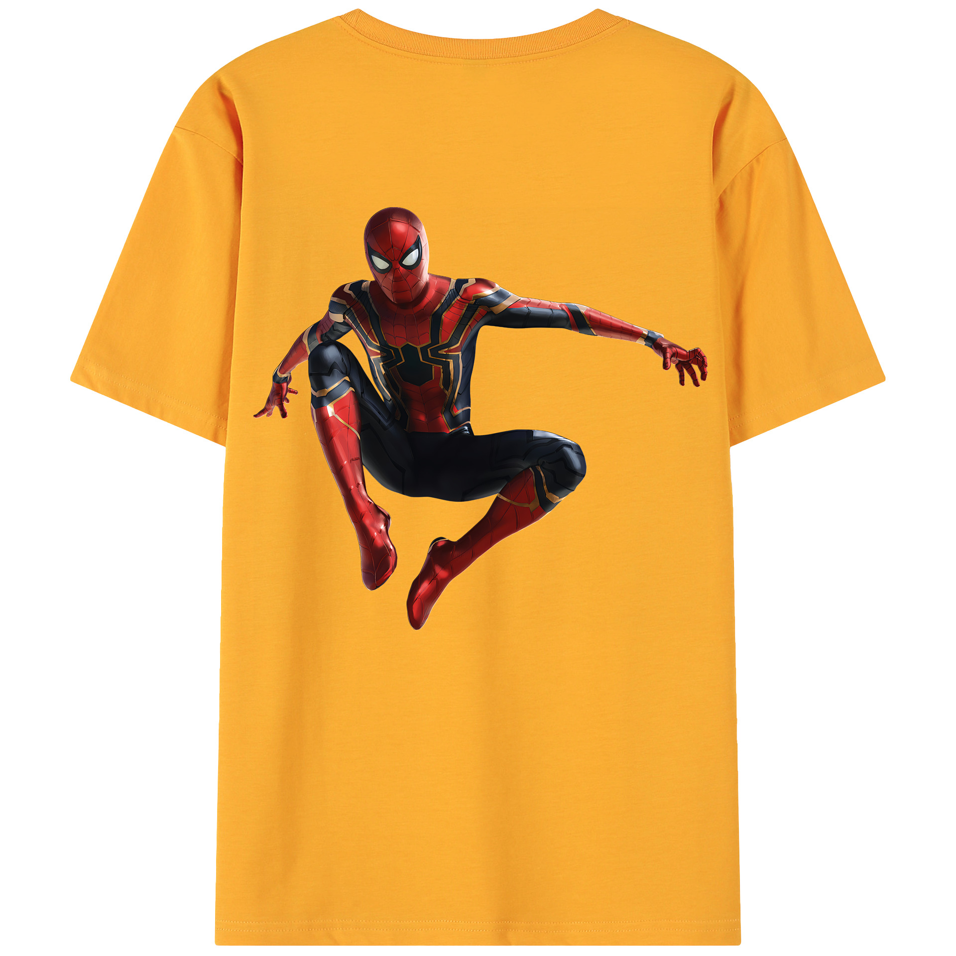 （画像用） Spider Man スパイダーマン 綿100％ メンズ半袖Tシャツ（バックプリント） 通気性