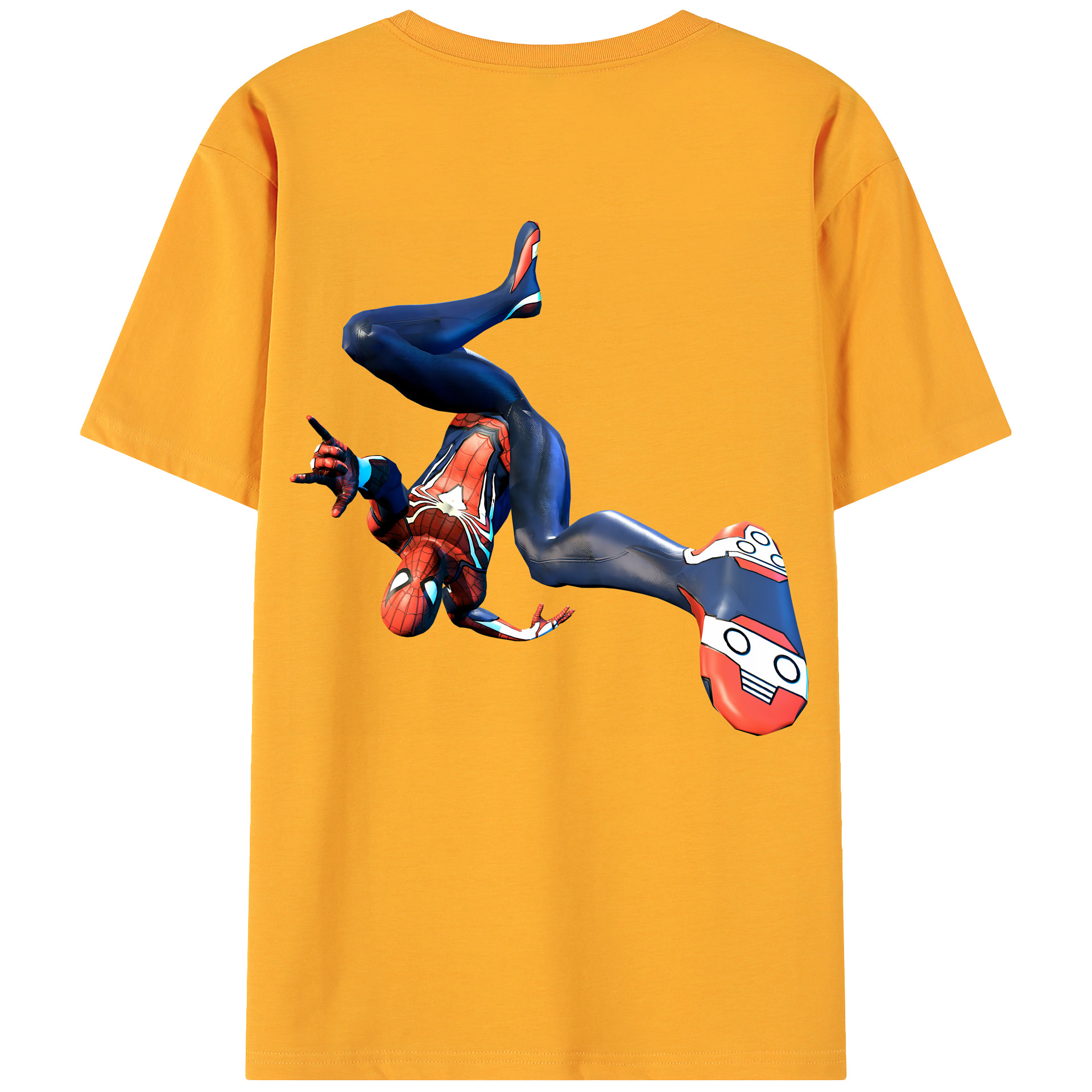 （画像用） Spider Man スパイダーマン 綿100％ メンズ半袖Tシャツ（バックプリント） 通気性