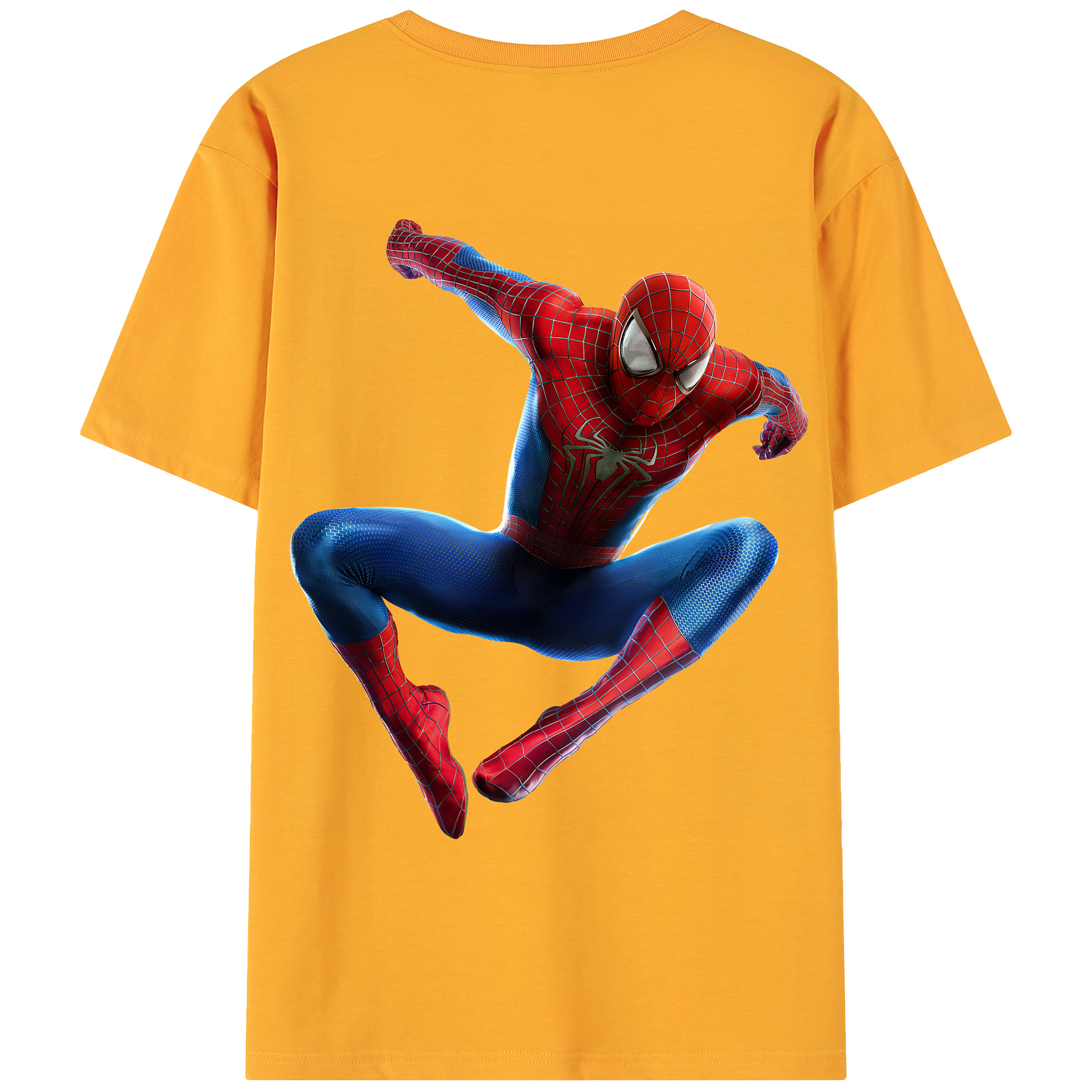 （画像用） Spider Man スパイダーマン 綿100％ メンズ半袖Tシャツ（バックプリント） 通気性