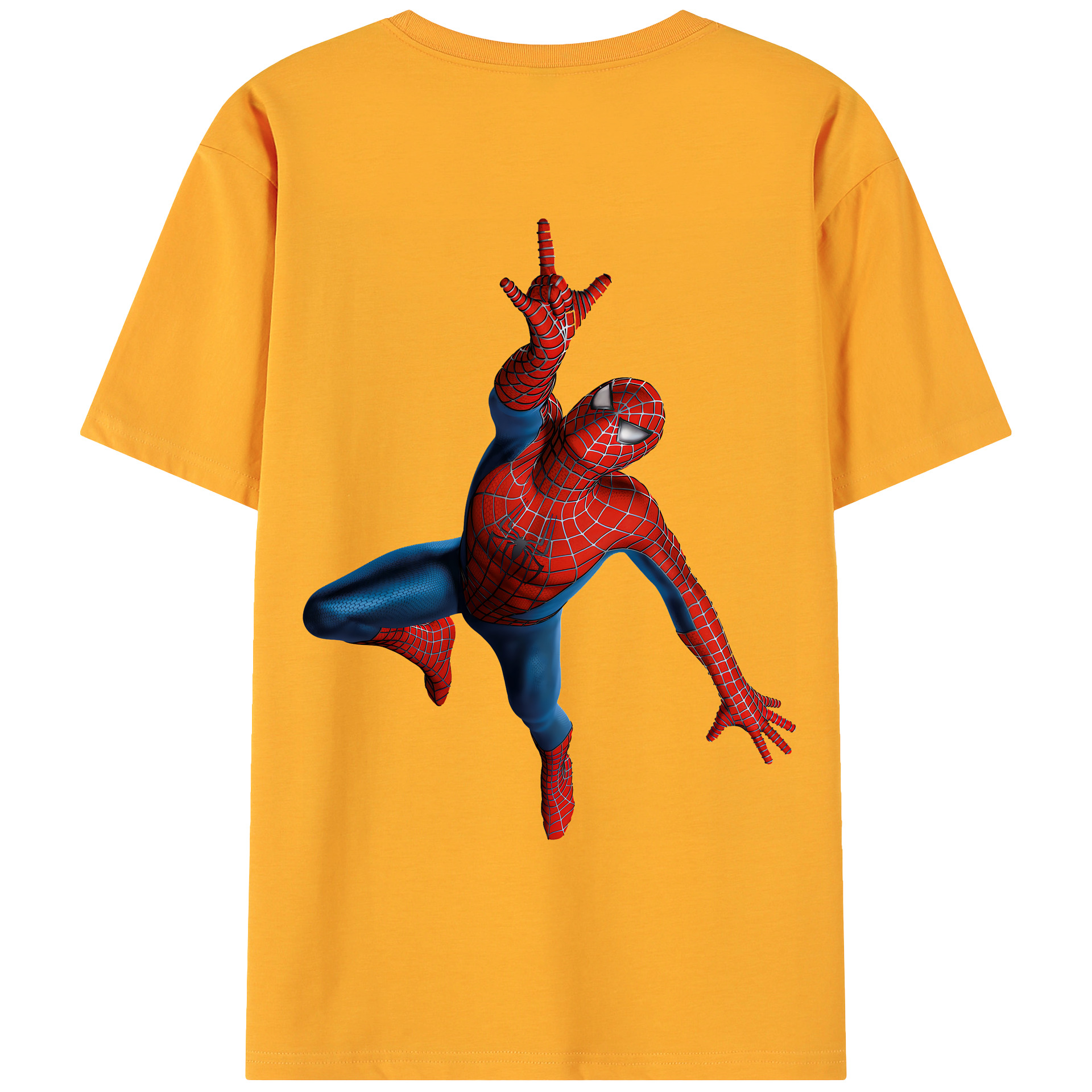 （画像用） Spider Man スパイダーマン 綿100％ メンズ半袖Tシャツ（バックプリント） 通気性