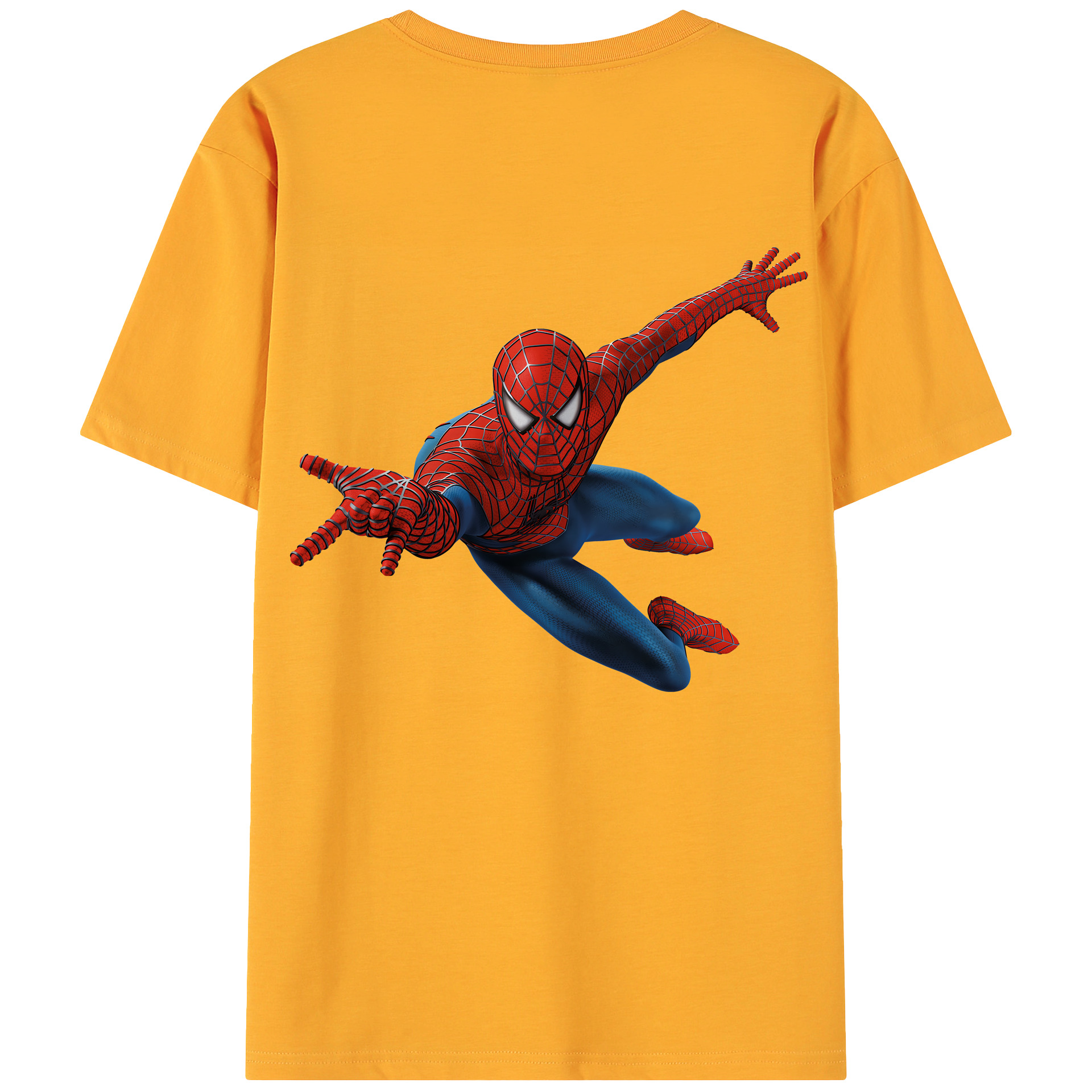 （画像用） Spider Man スパイダーマン 綿100％ メンズ半袖Tシャツ（バックプリント） 通気性