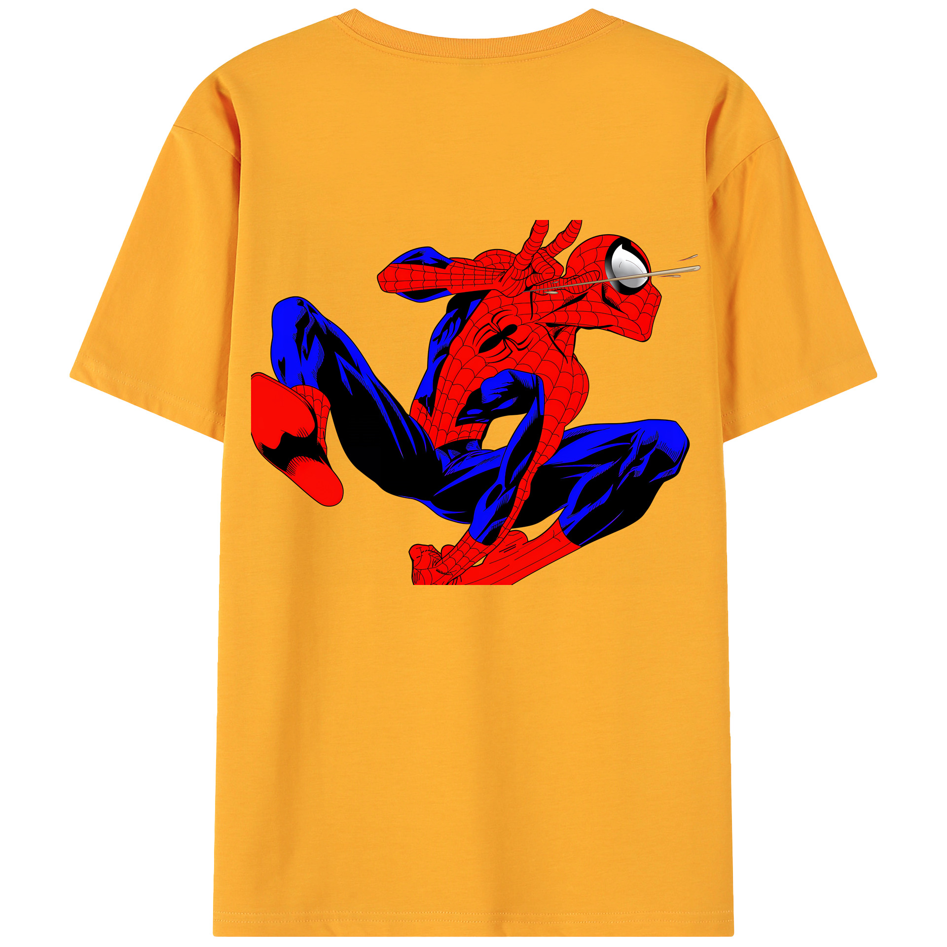（画像用） Spider Man スパイダーマン 綿100％ メンズ半袖Tシャツ（バックプリント） 通気性