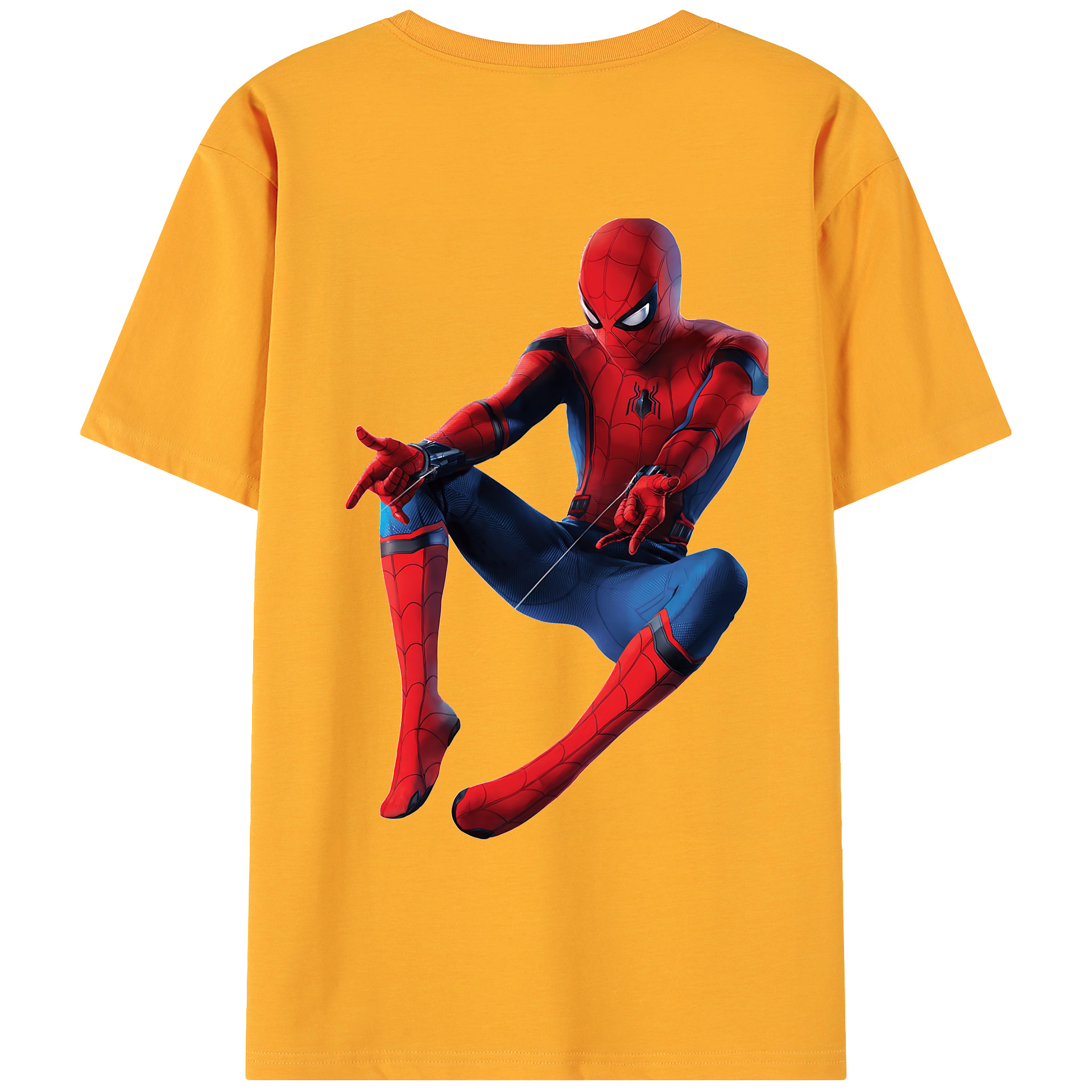 （画像用） Spider Man スパイダーマン 綿100％ メンズ半袖Tシャツ（バックプリント） 通気性