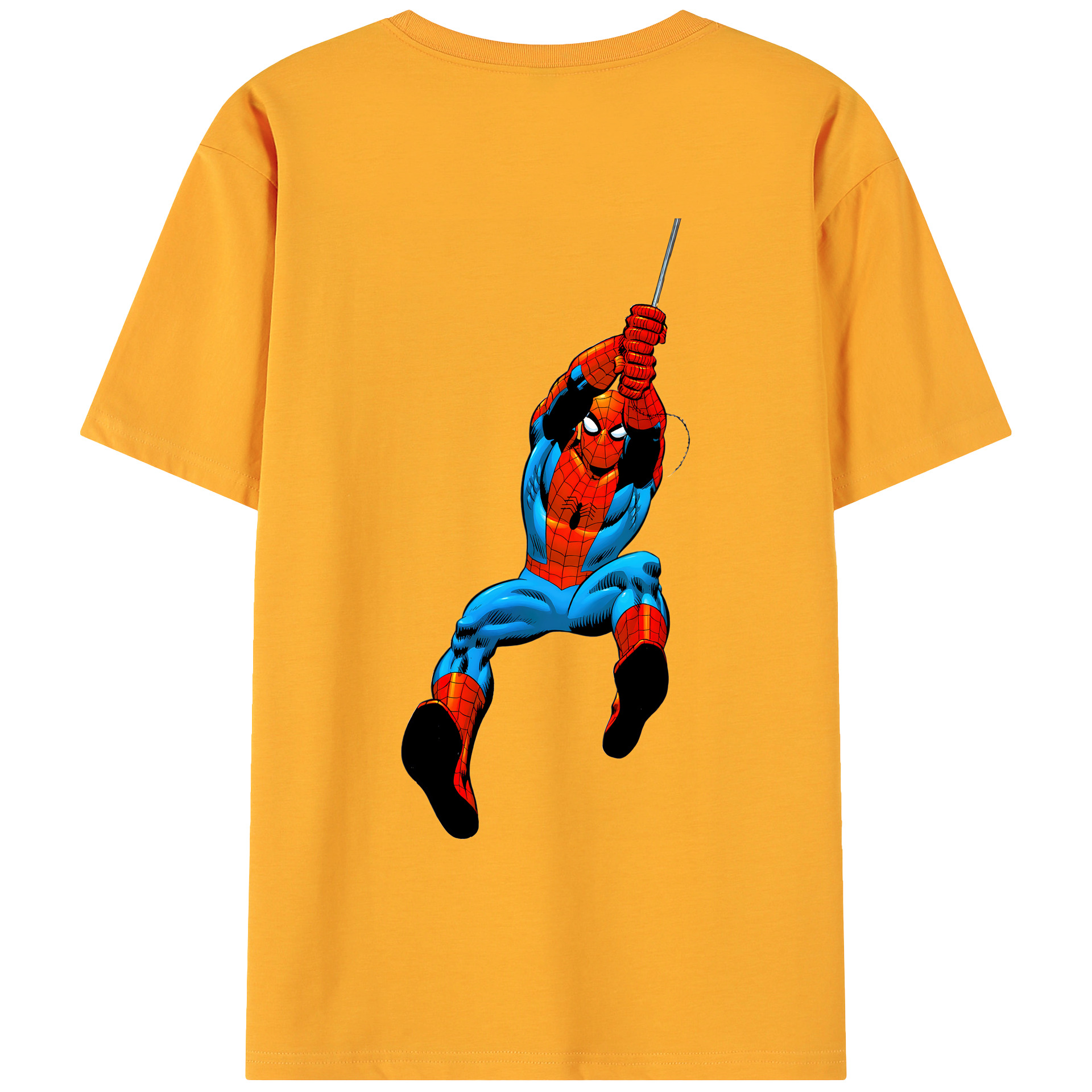 （画像用） Spider Man スパイダーマン 綿100％ メンズ半袖Tシャツ（バックプリント） 通気性