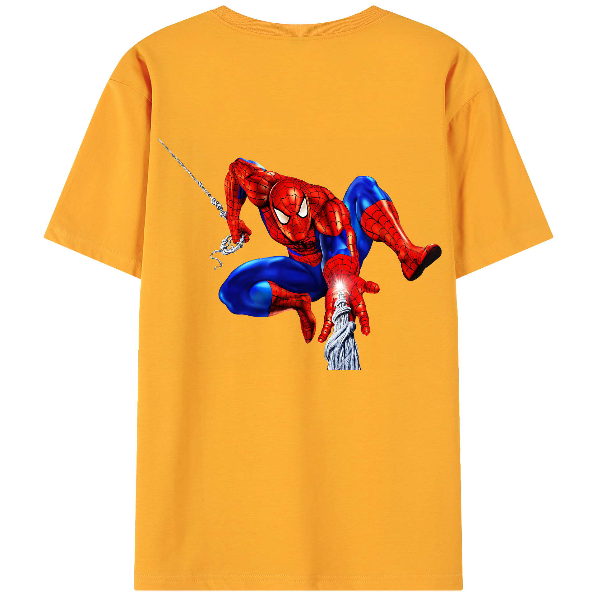 （画像用） Spider Man スパイダーマン 綿100％ メンズ半袖Tシャツ（バックプリント） 通気性