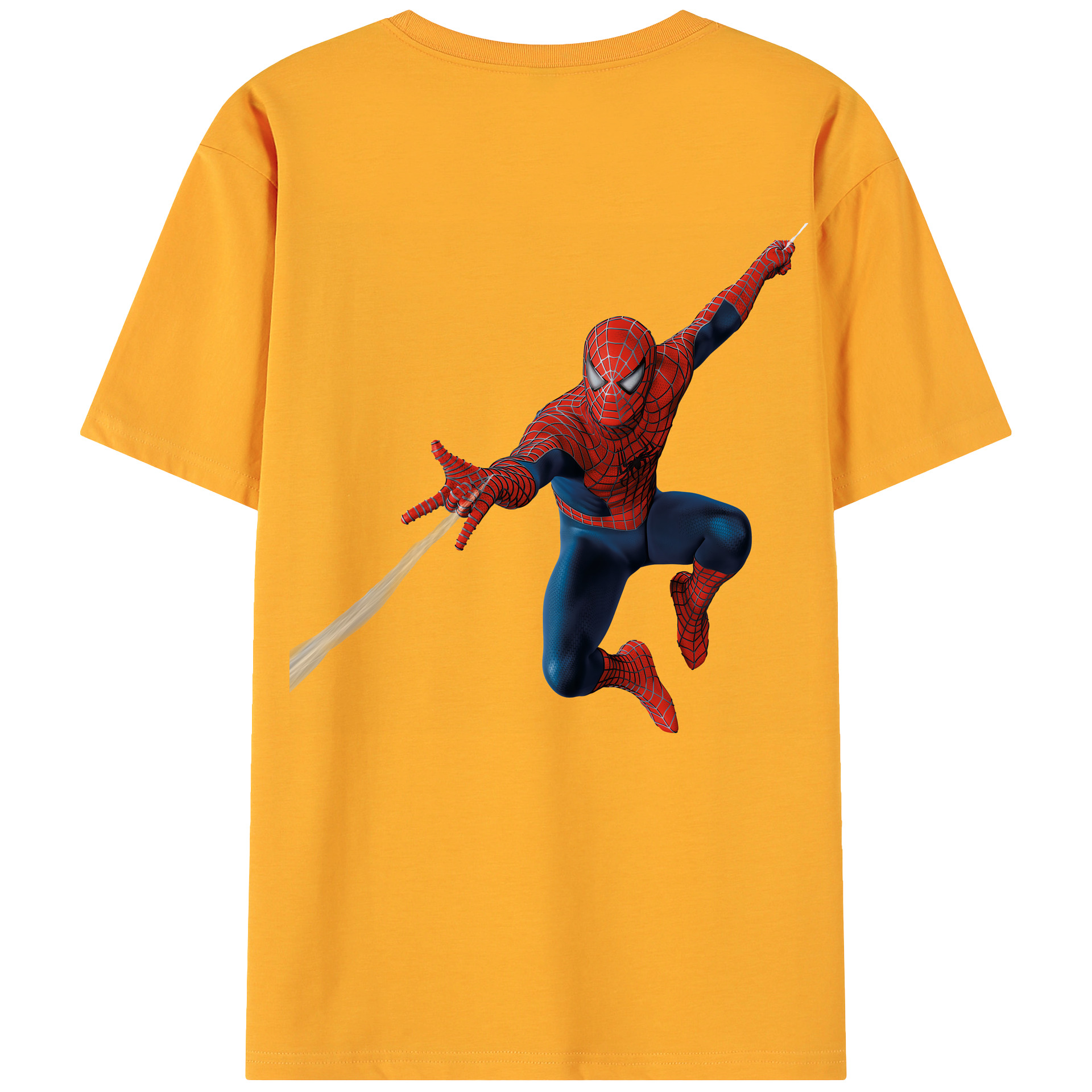 （画像用） Spider Man スパイダーマン 綿100％ メンズ半袖Tシャツ（バックプリント） 通気性