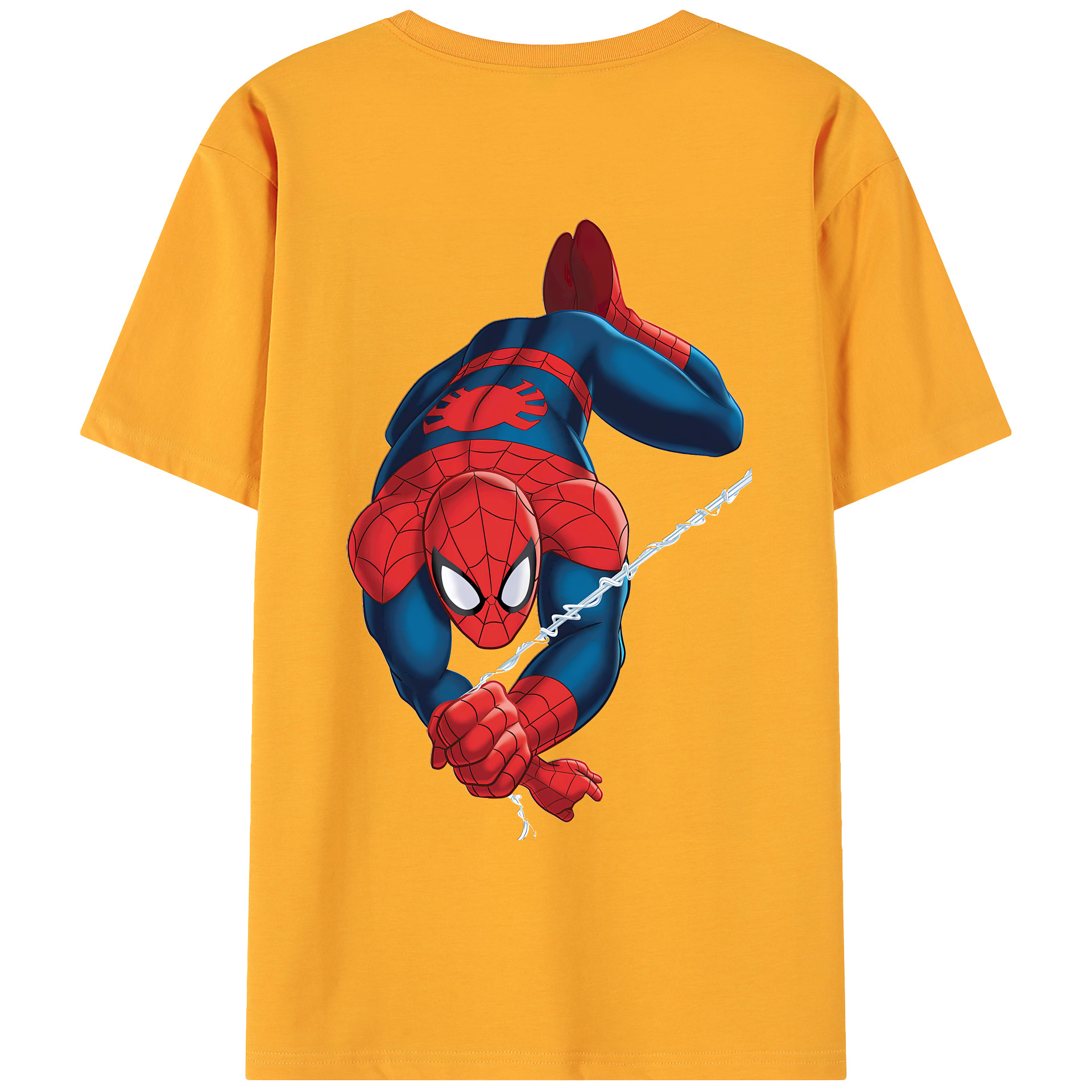 （画像用） Spider Man スパイダーマン 綿100％ メンズ半袖Tシャツ（バックプリント） 通気性