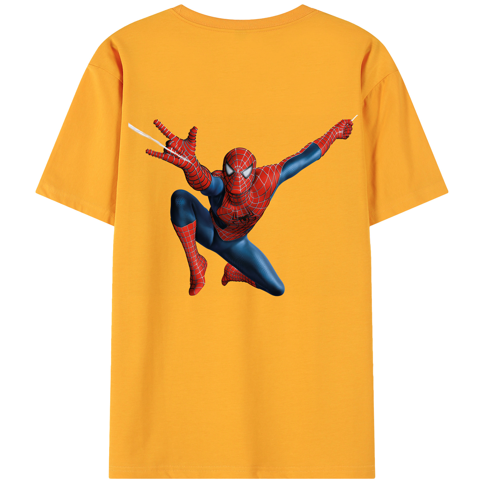 （画像用） Spider Man スパイダーマン 綿100％ メンズ半袖Tシャツ（バックプリント） 通気性