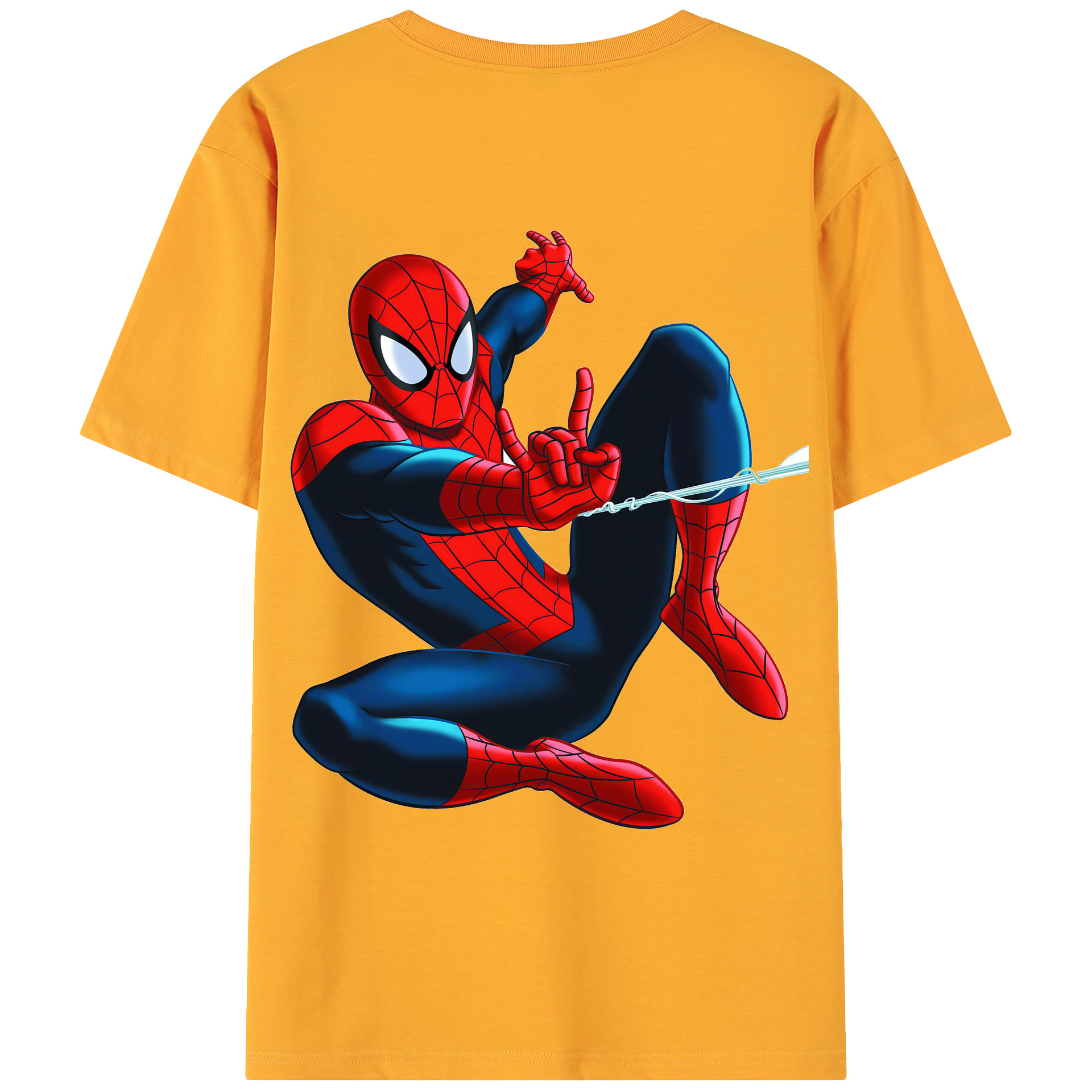 （画像用） Spider Man スパイダーマン 綿100％ メンズ半袖Tシャツ（バックプリント） 通気性