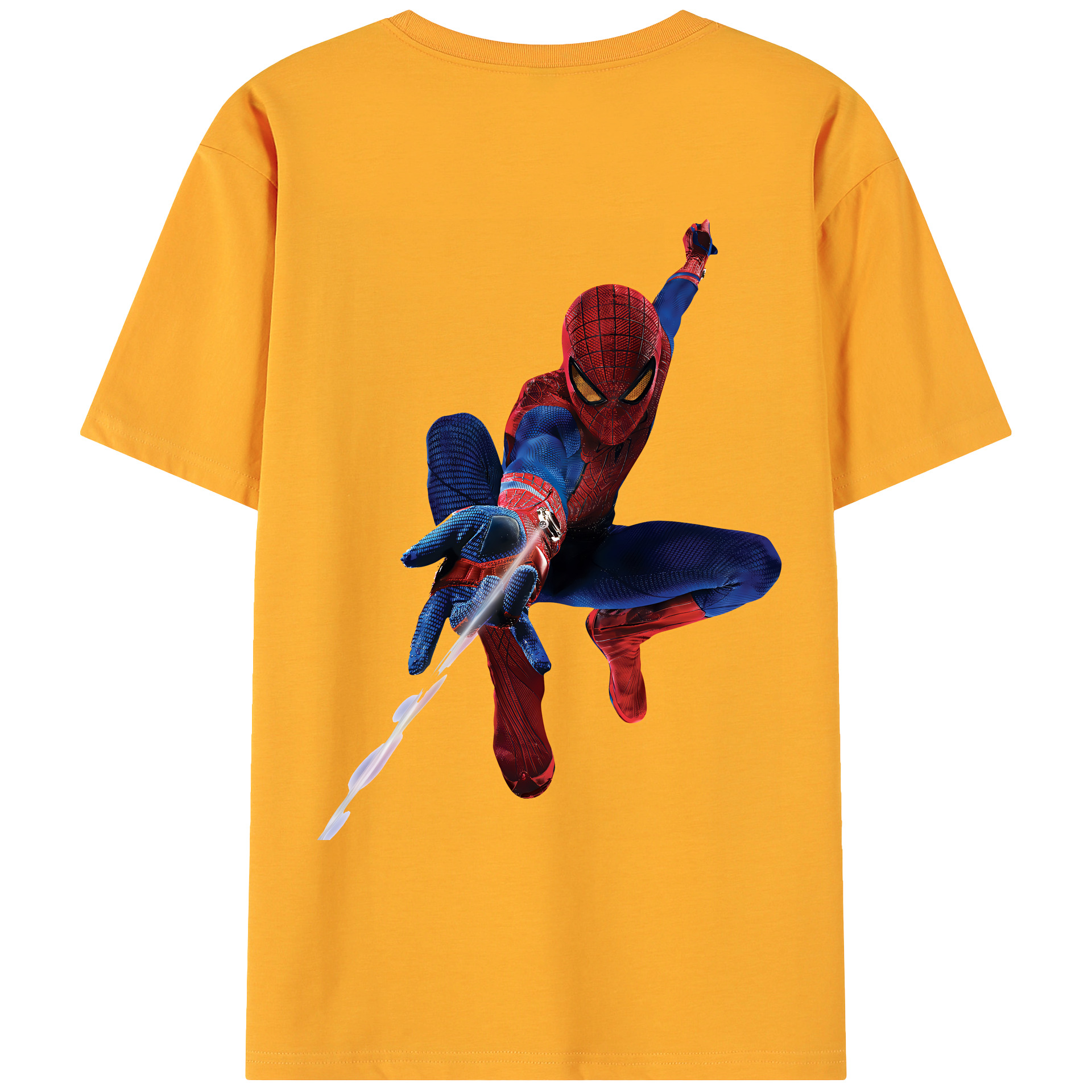 （画像用） Spider Man スパイダーマン 綿100％ メンズ半袖Tシャツ（バックプリント） 通気性
