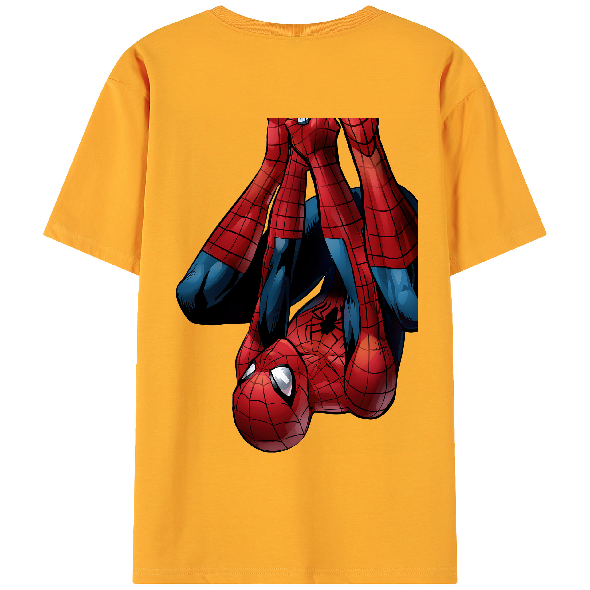 （画像用） Spider Man スパイダーマン 綿100％ メンズ半袖Tシャツ（バックプリント） 通気性