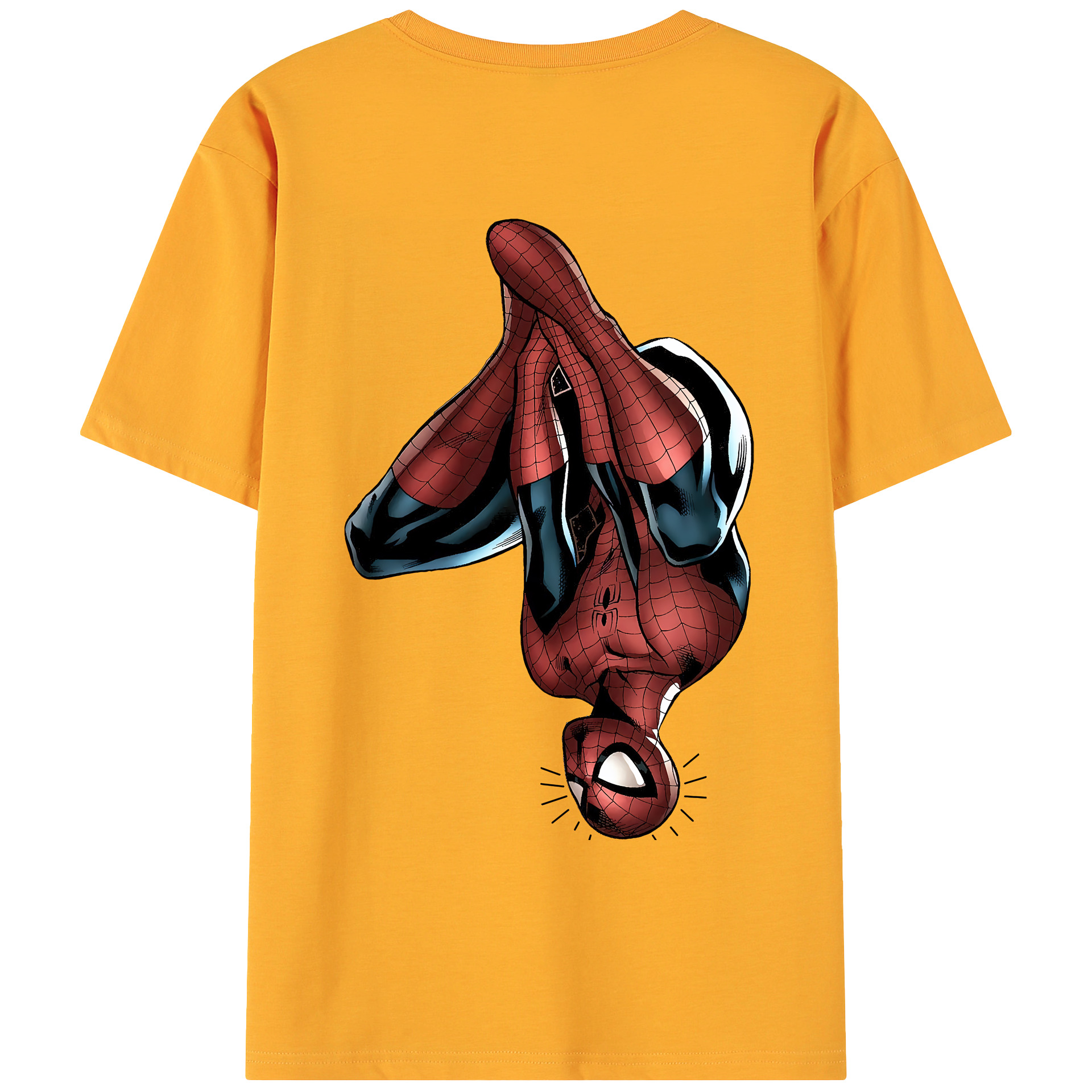（画像用） Spider Man スパイダーマン 綿100％ メンズ半袖Tシャツ（バックプリント） 通気性