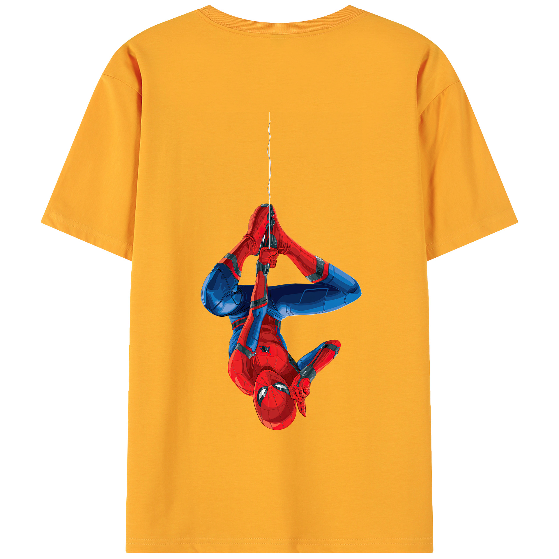 （画像用） Spider Man スパイダーマン 綿100％ メンズ半袖Tシャツ（バックプリント） 通気性