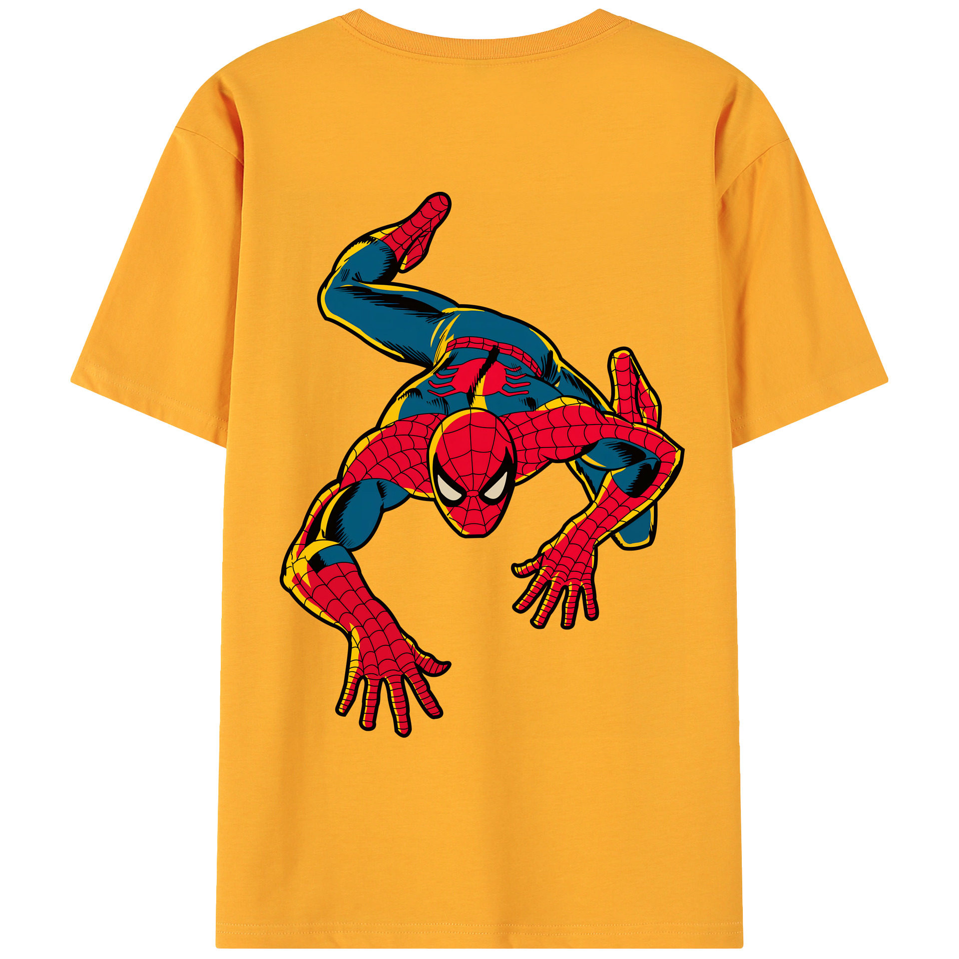 （画像用） Spider Man スパイダーマン 綿100％ メンズ半袖Tシャツ（バックプリント） 通気性