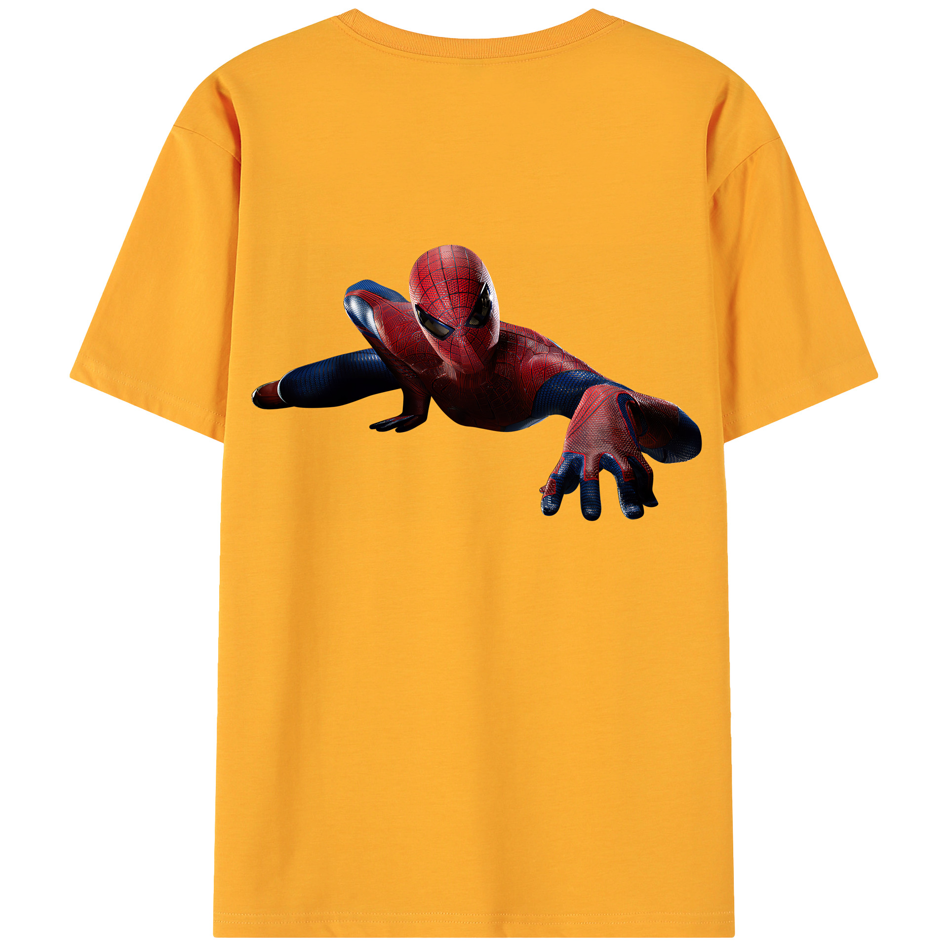 （画像用） Spider Man スパイダーマン 綿100％ メンズ半袖Tシャツ（バックプリント） 通気性