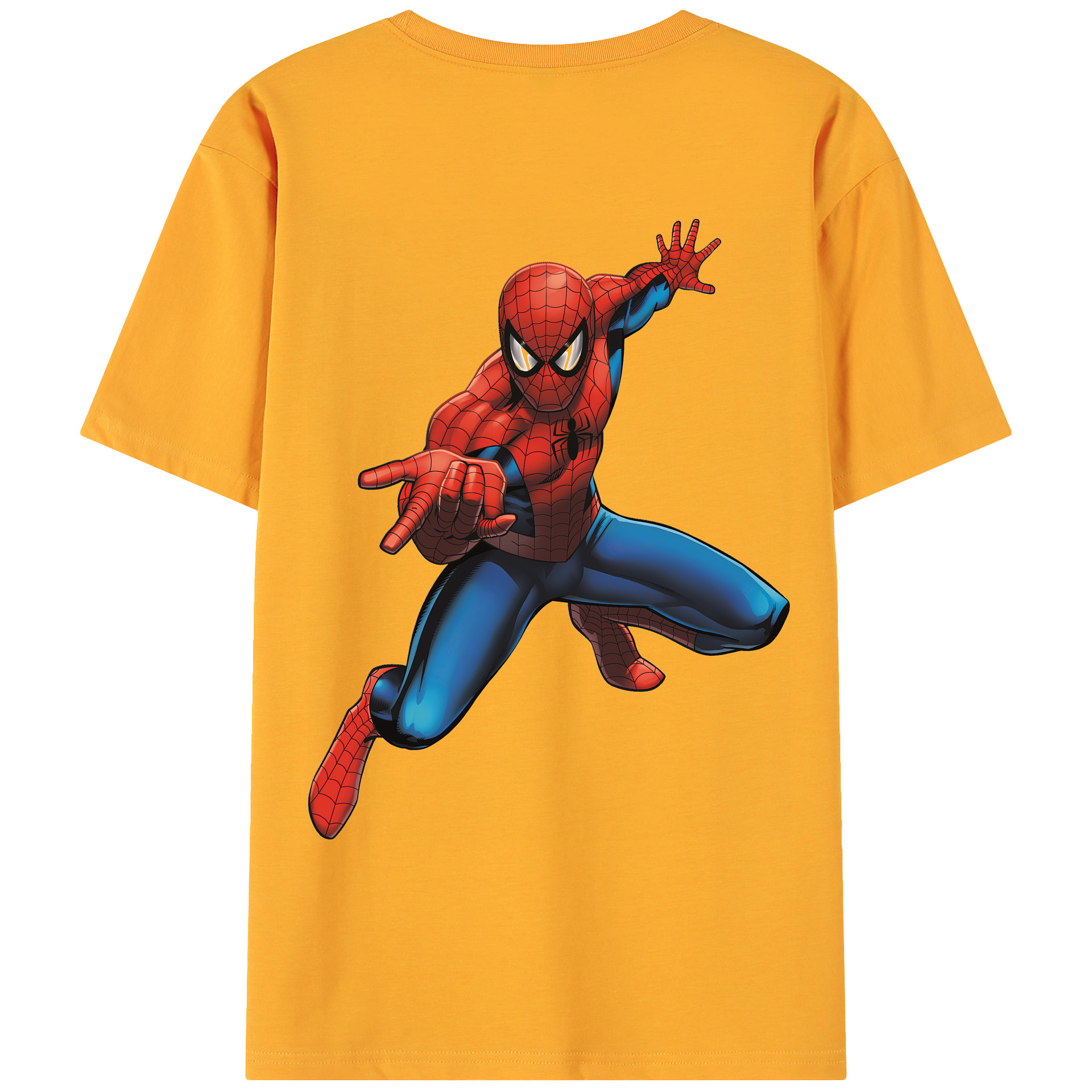 （画像用） Spider Man スパイダーマン 綿100％ メンズ半袖Tシャツ（バックプリント） 通気性