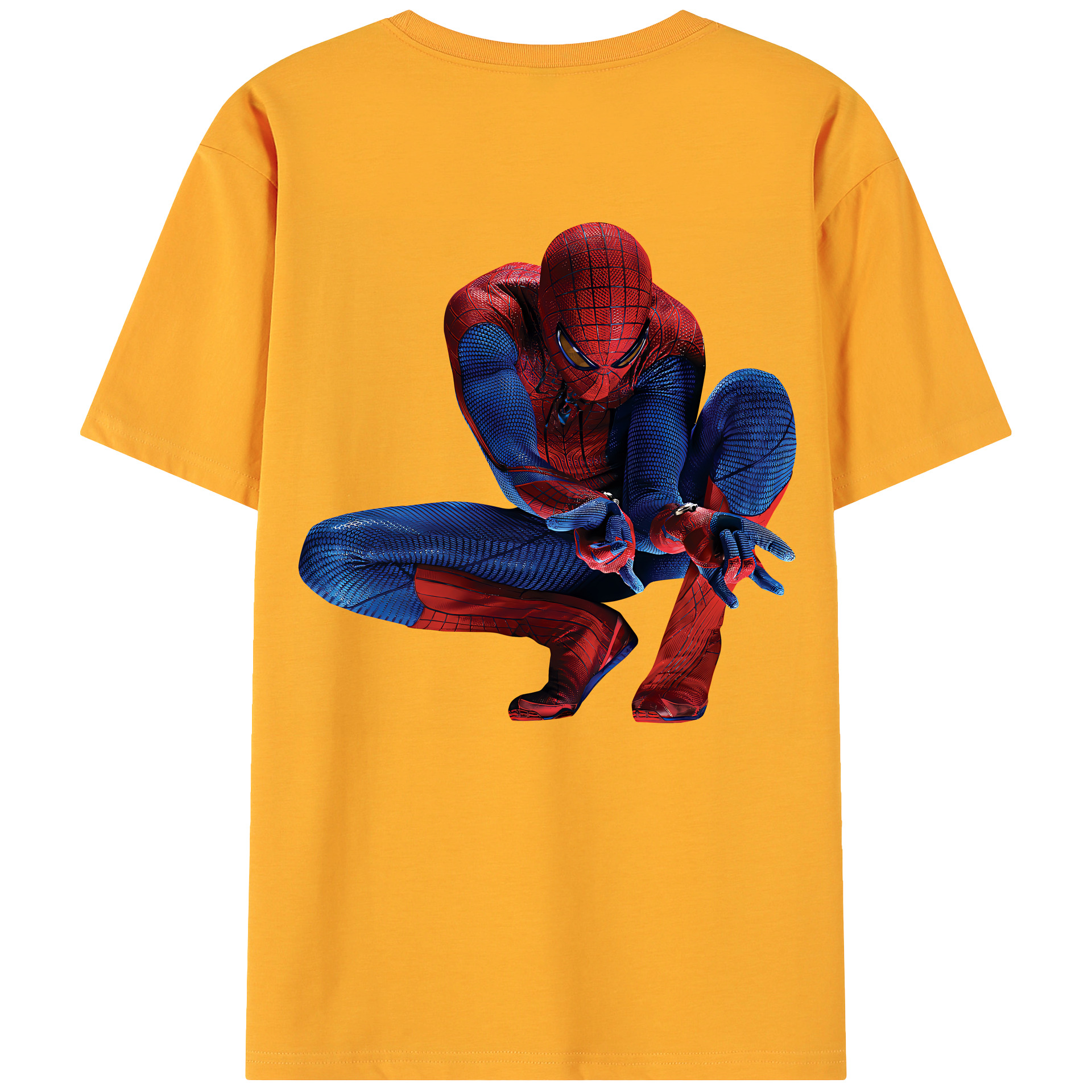 （画像用） Spider Man スパイダーマン 綿100％ メンズ半袖Tシャツ（バックプリント） 通気性