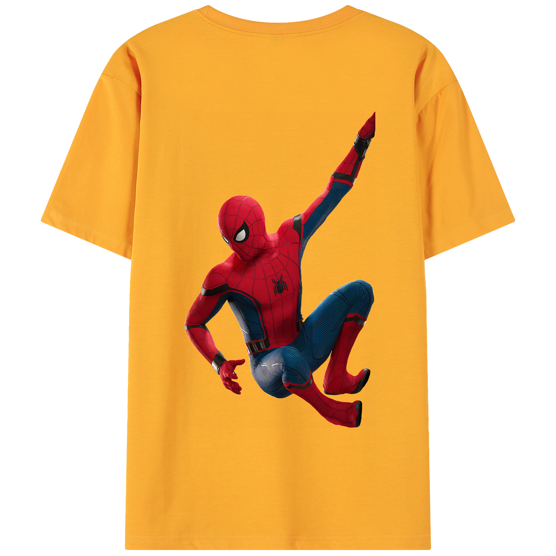 （画像用） Spider Man スパイダーマン 綿100％ メンズ半袖Tシャツ（バックプリント） 通気性