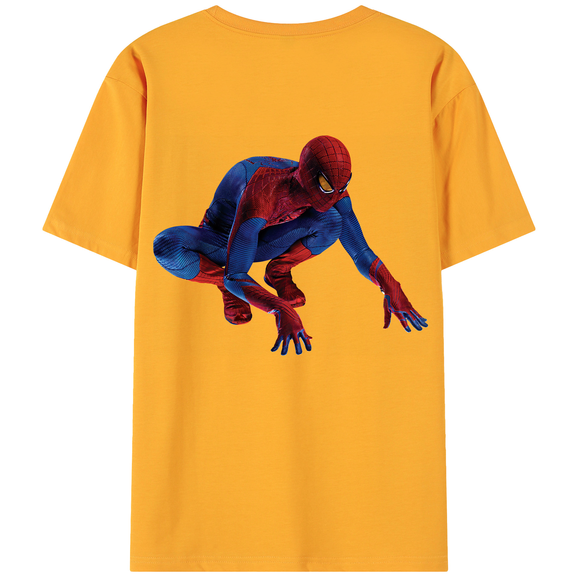 （画像用） Spider Man スパイダーマン 綿100％ メンズ半袖Tシャツ（バックプリント） 通気性