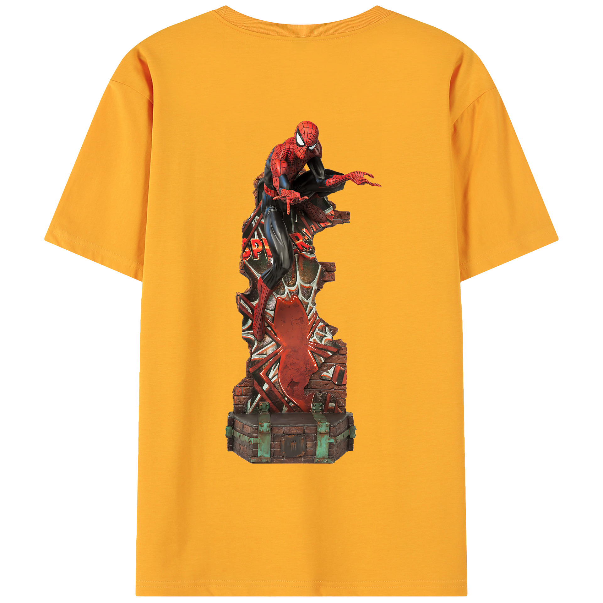 （画像用） Spider Man スパイダーマン 綿100％ メンズ半袖Tシャツ（バックプリント） 通気性