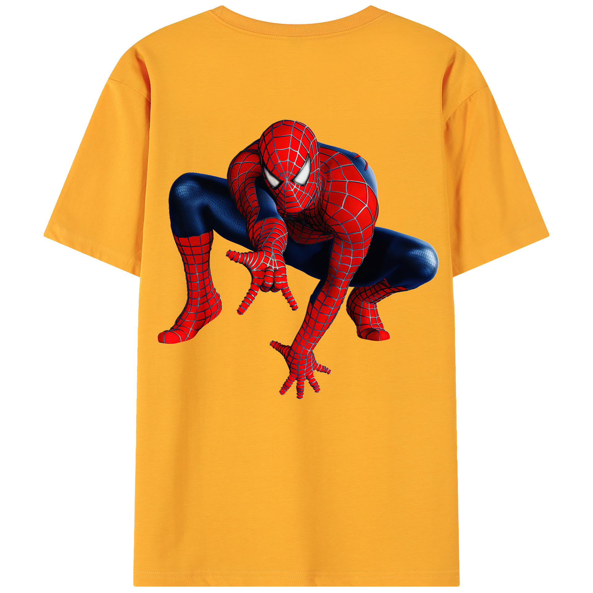 （画像用） Spider Man スパイダーマン 綿100％ メンズ半袖Tシャツ（バックプリント） 通気性