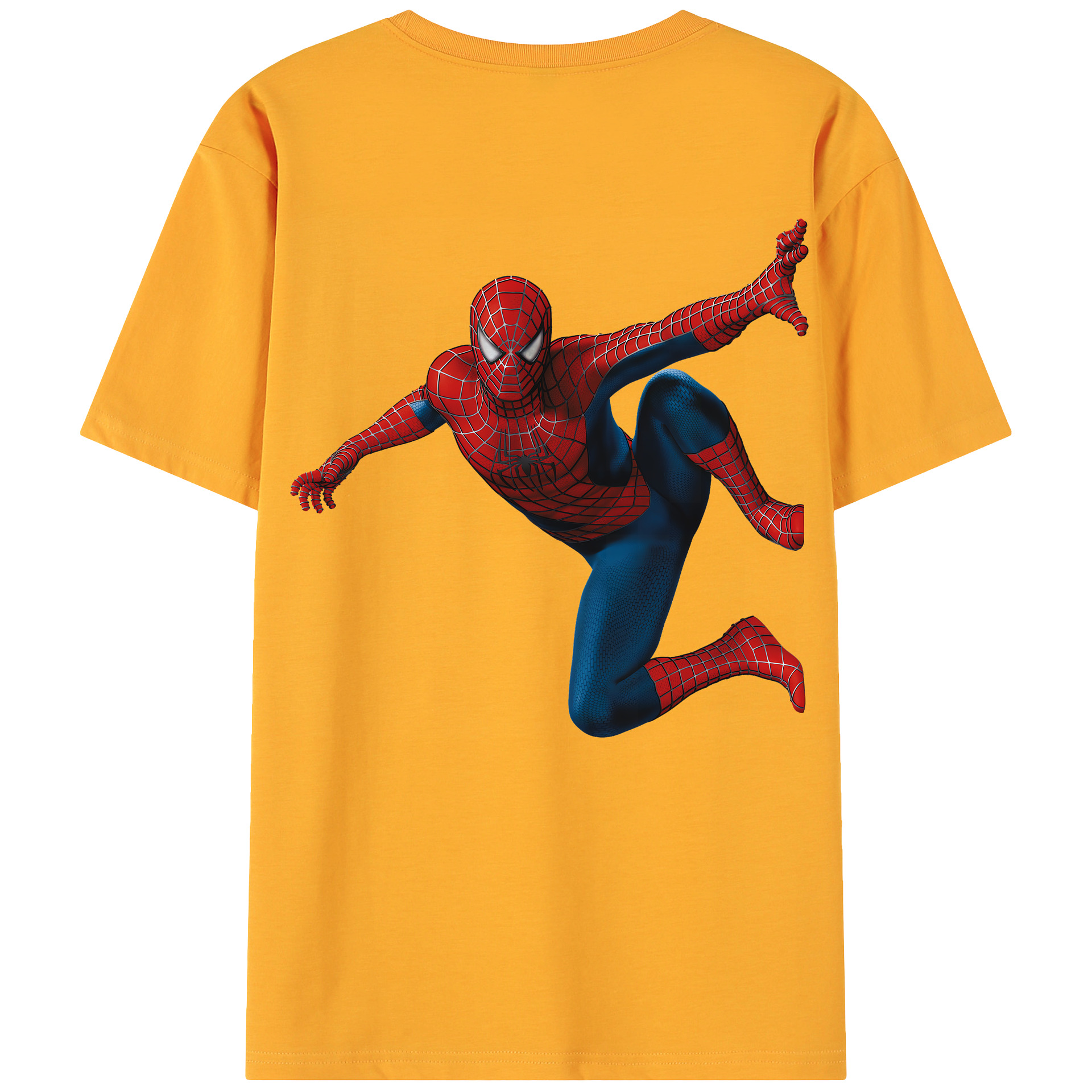 （画像用） Spider Man スパイダーマン 綿100％ メンズ半袖Tシャツ（バックプリント） 通気性
