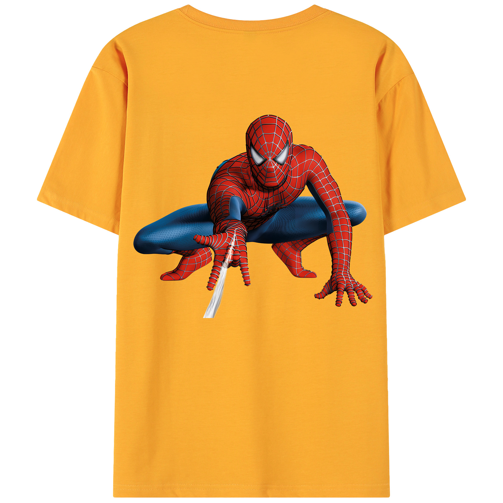（画像用） Spider Man スパイダーマン 綿100％ メンズ半袖Tシャツ（バックプリント） 通気性