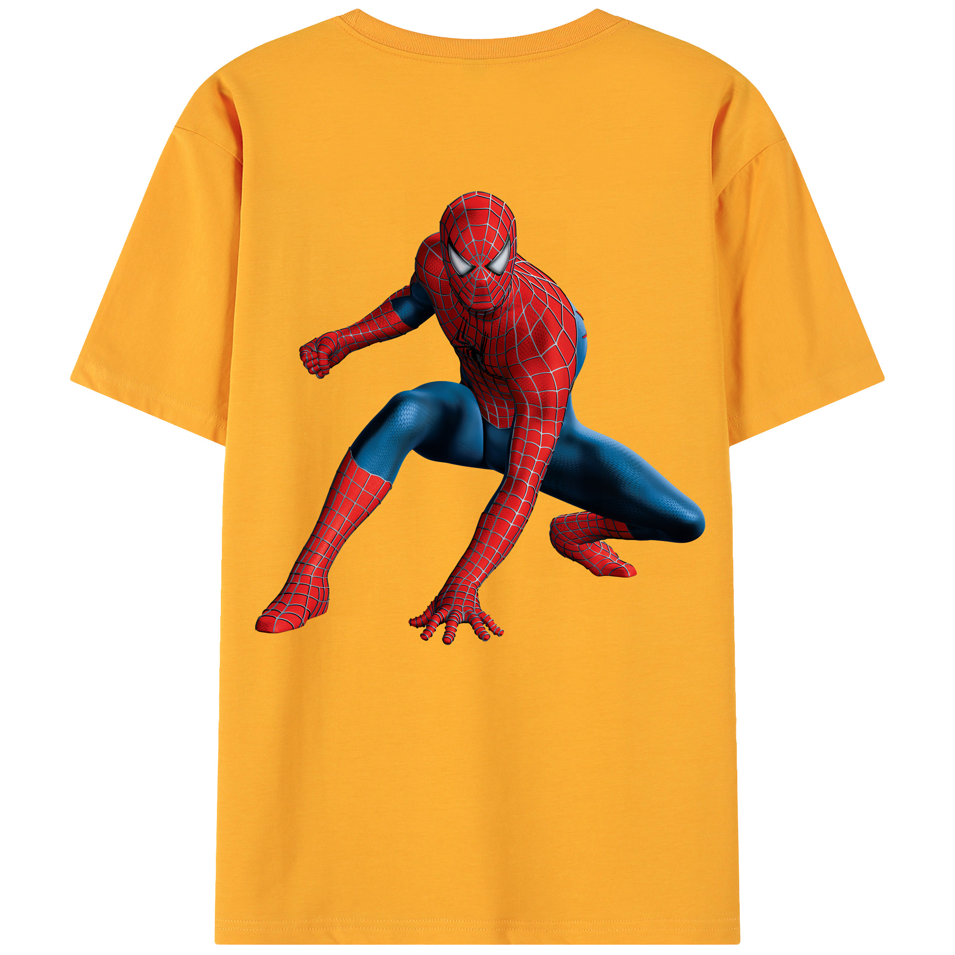 （画像用） Spider Man スパイダーマン 綿100％ メンズ半袖Tシャツ（バックプリント） 通気性