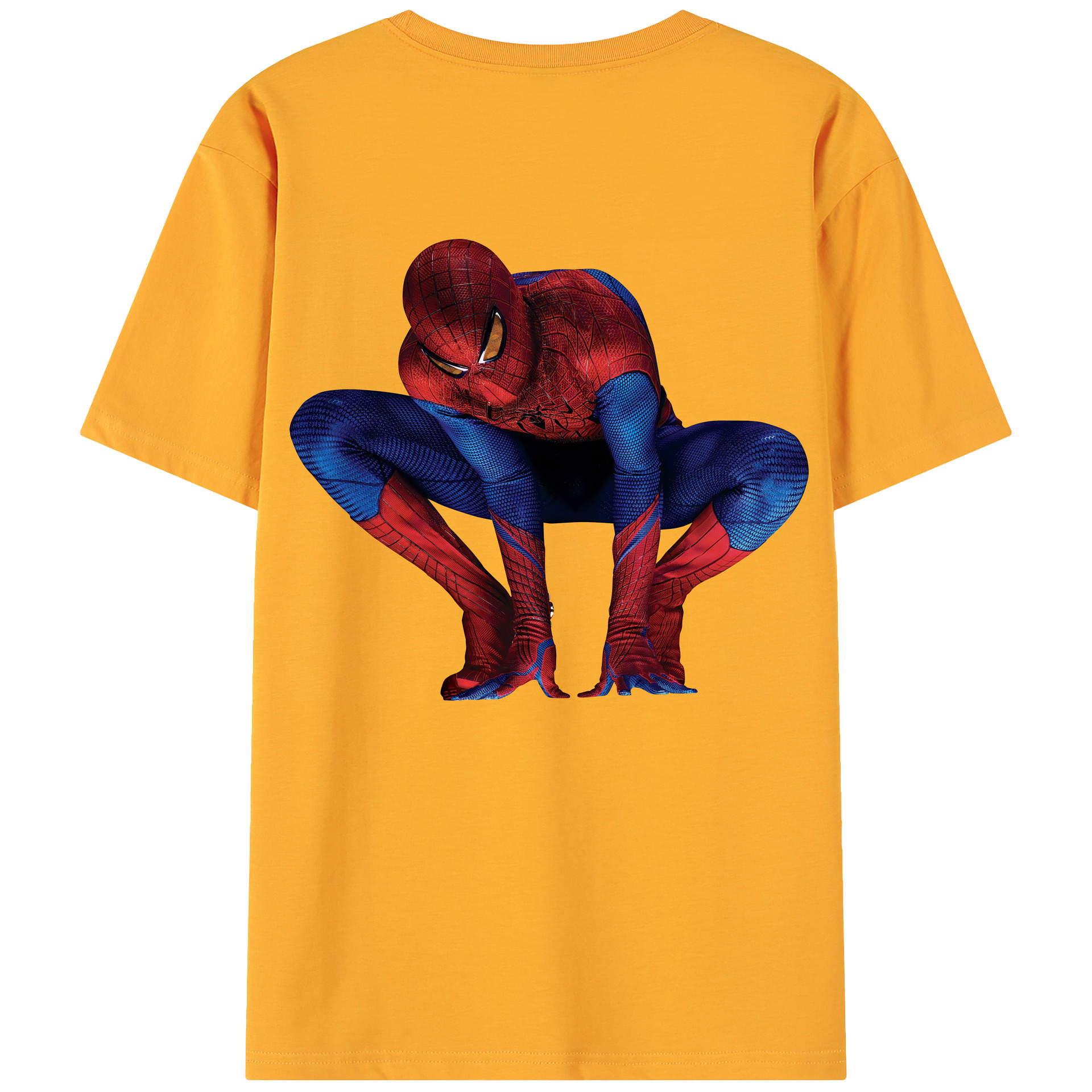 （画像用） Spider Man スパイダーマン 綿100％ メンズ半袖Tシャツ（バックプリント） 通気性